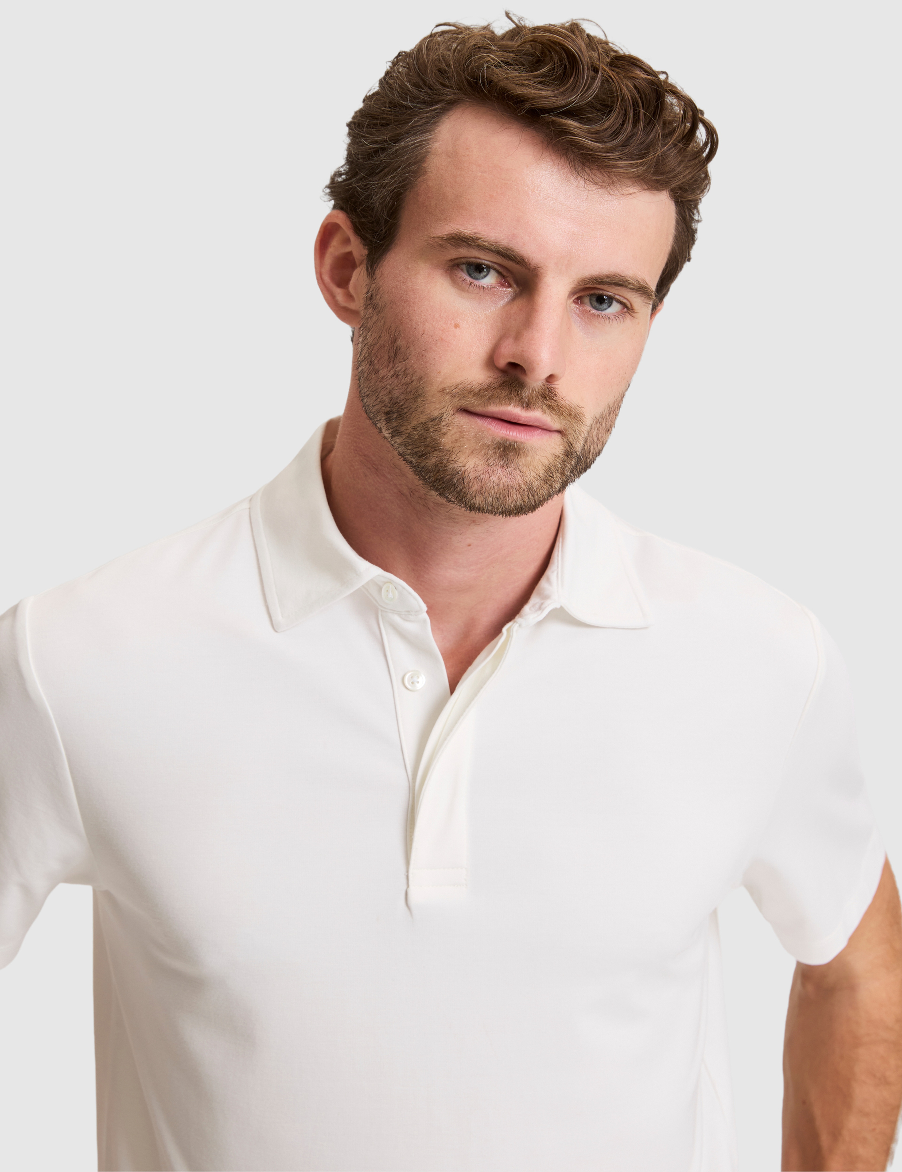 Ekru Regular Fit Düğmeli Polo Yaka Tişört - Image 2