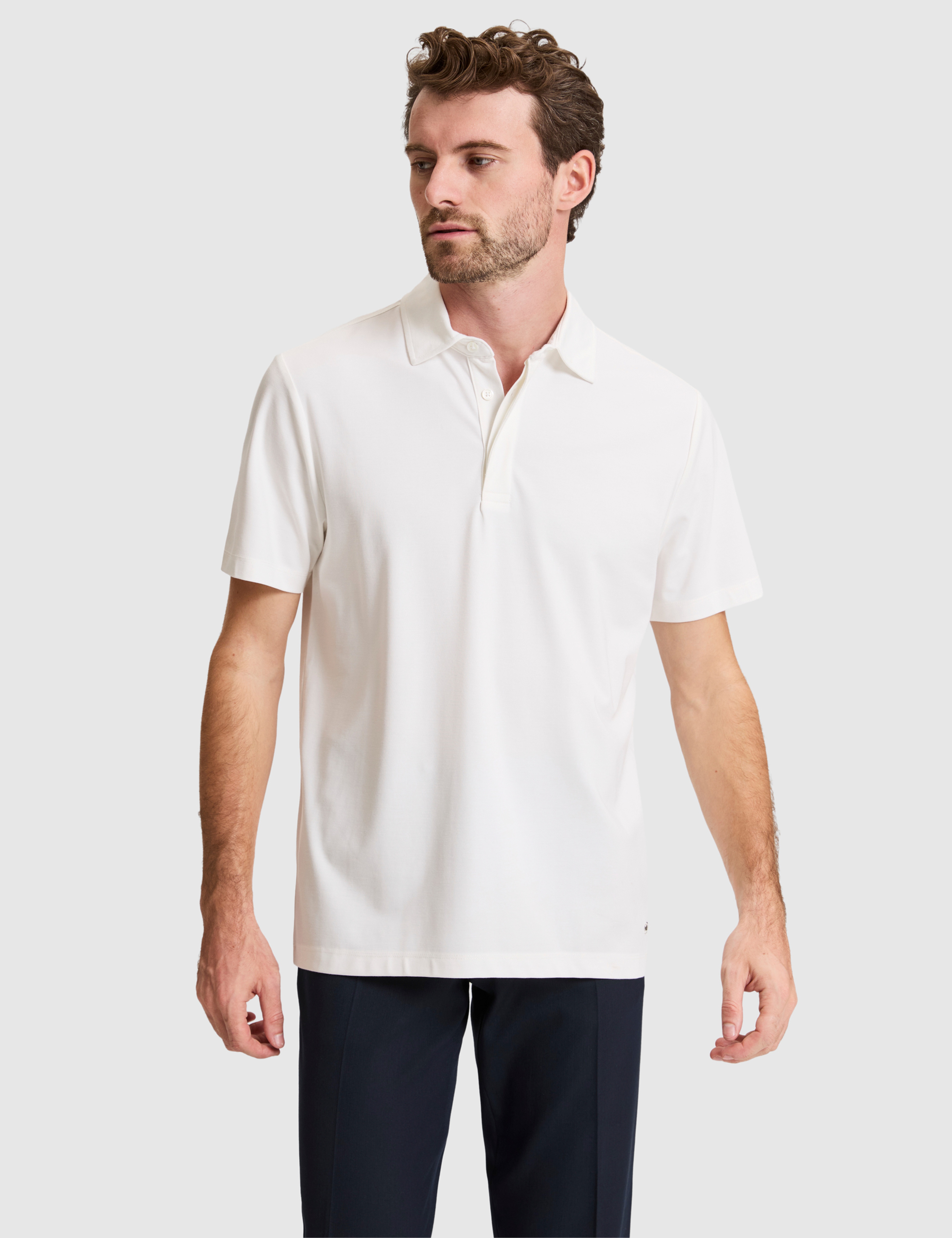Ekru Regular Fit Düğmeli Polo Yaka Tişört