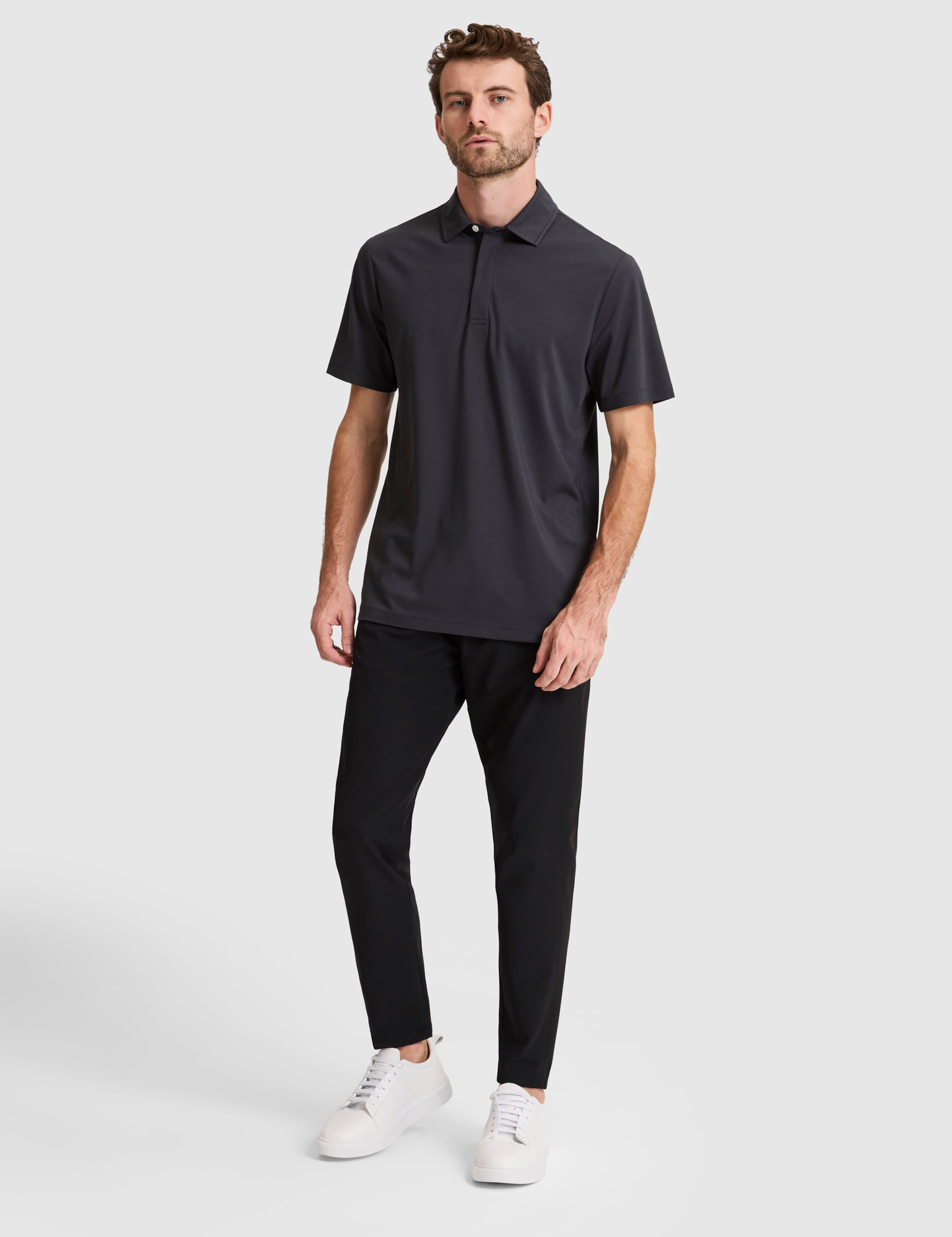 Antrasit Regular Fit Düğmeli Polo Yaka Tişört - 50321212054