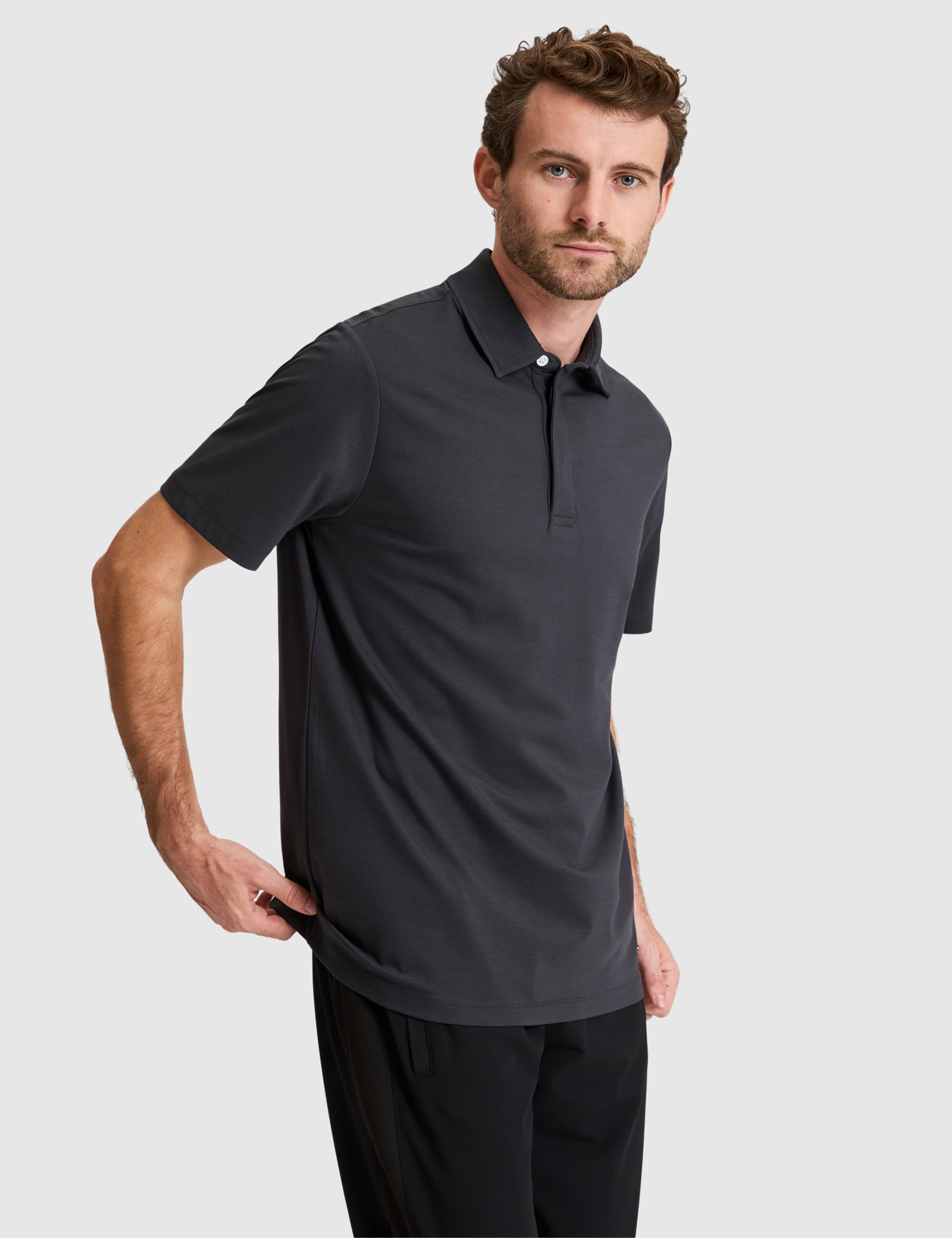 Antrasit Regular Fit Düğmeli Polo Yaka Tişört - 50321212054