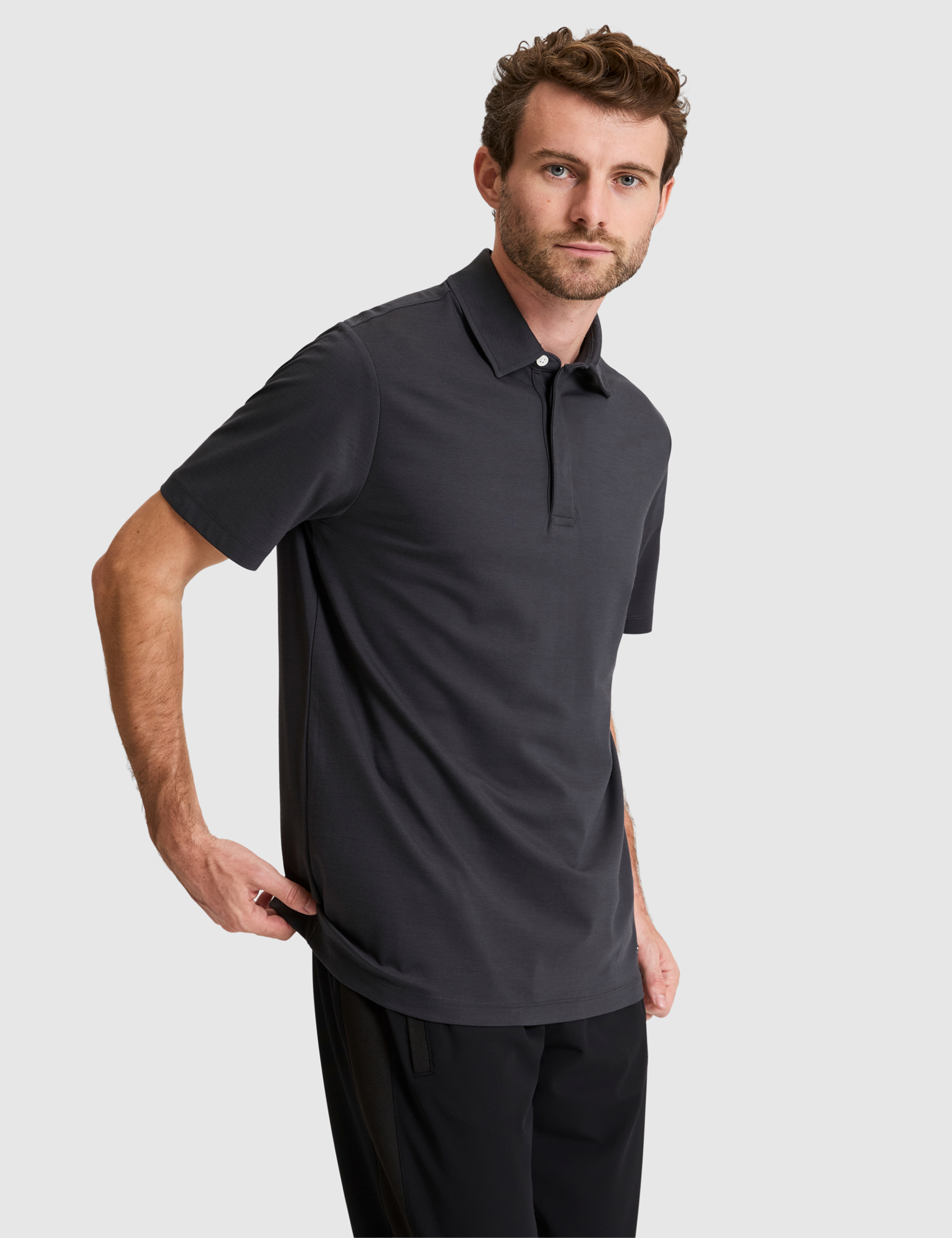 Antrasit Regular Fit Düğmeli Polo Yaka Tişört - 50321212054