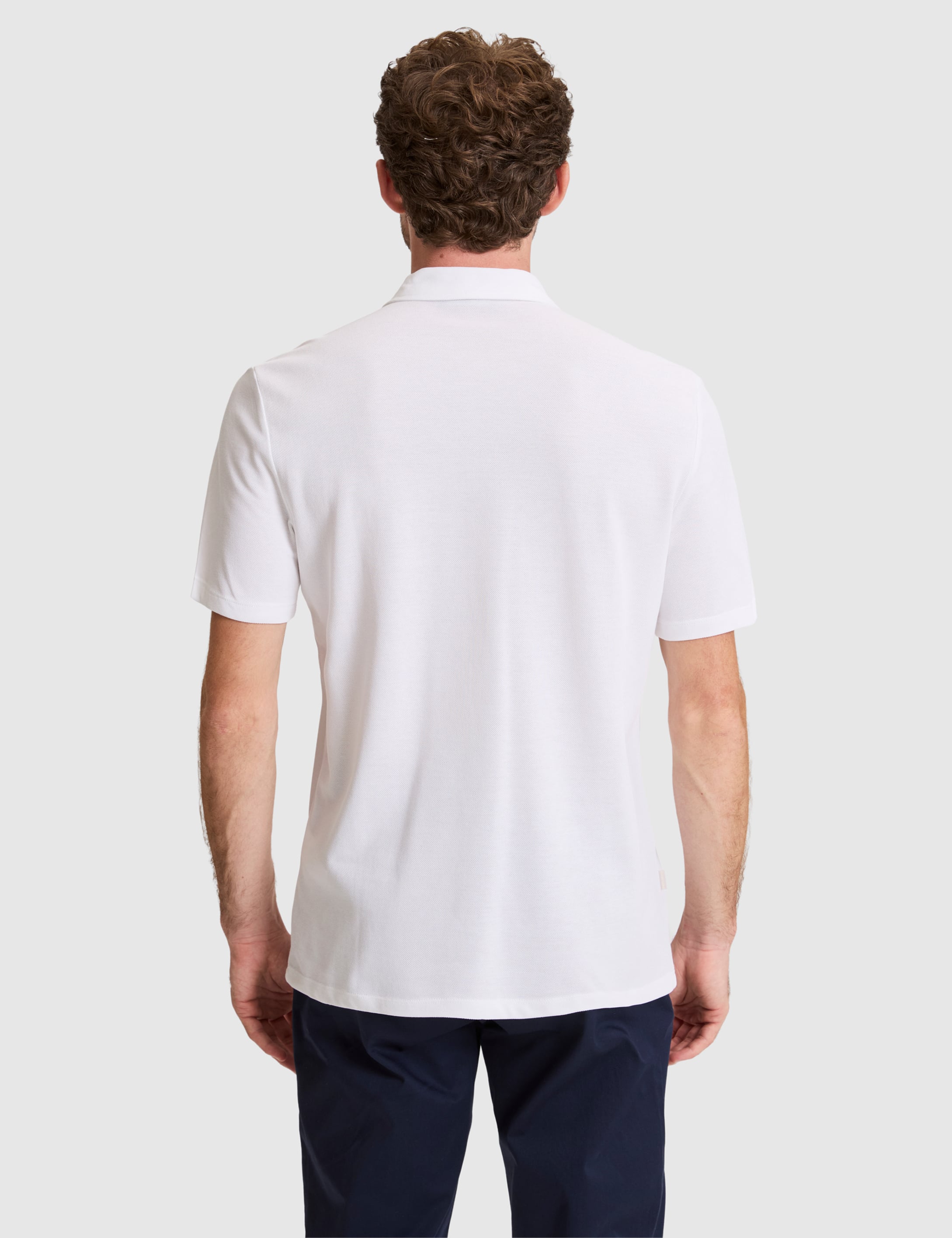 Beyaz Regular Fit Fermuarlı Polo Yaka Tişört - 50334988042