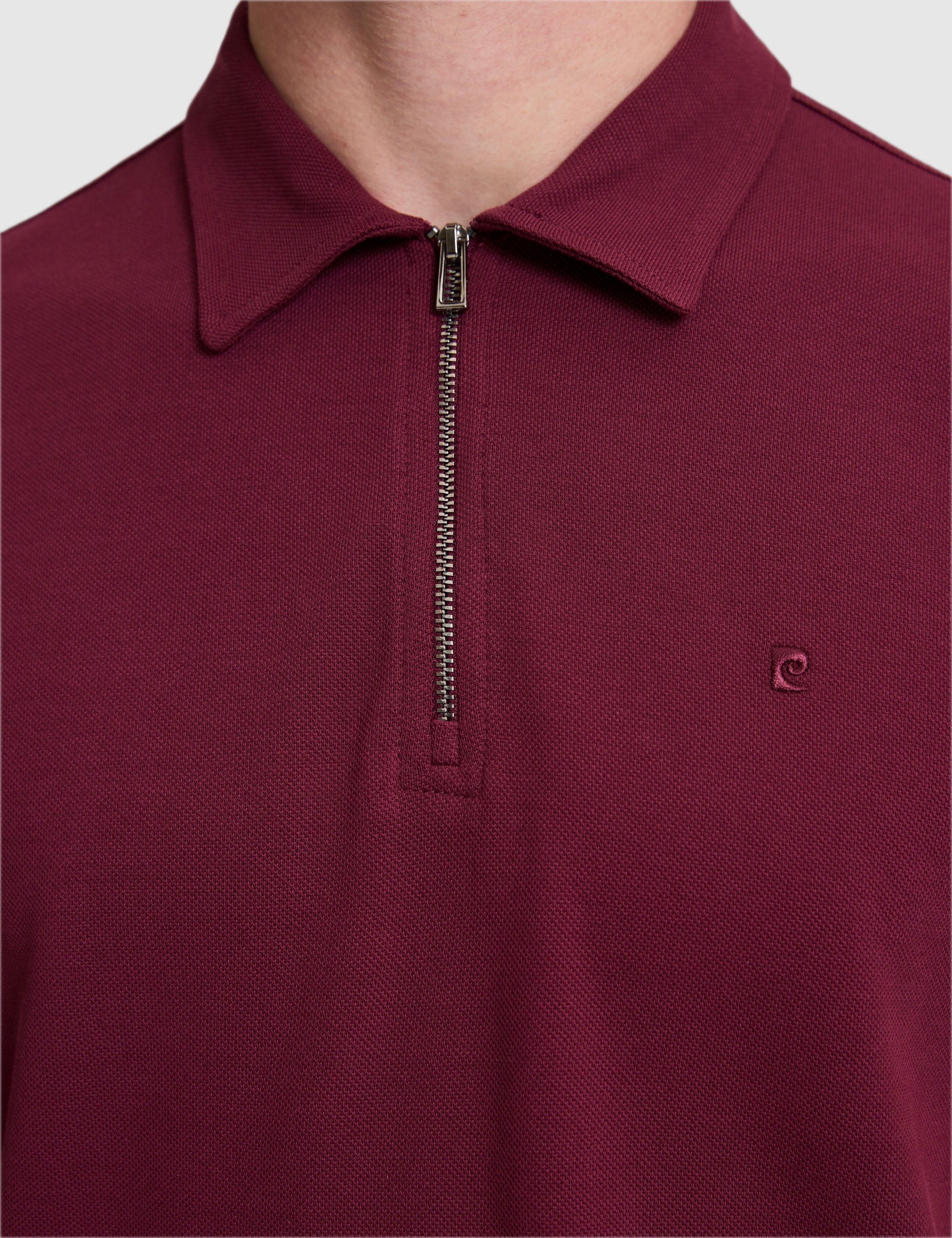 Bordo Regular Fit Fermuarlı Polo Yaka Tişört - 50334988034