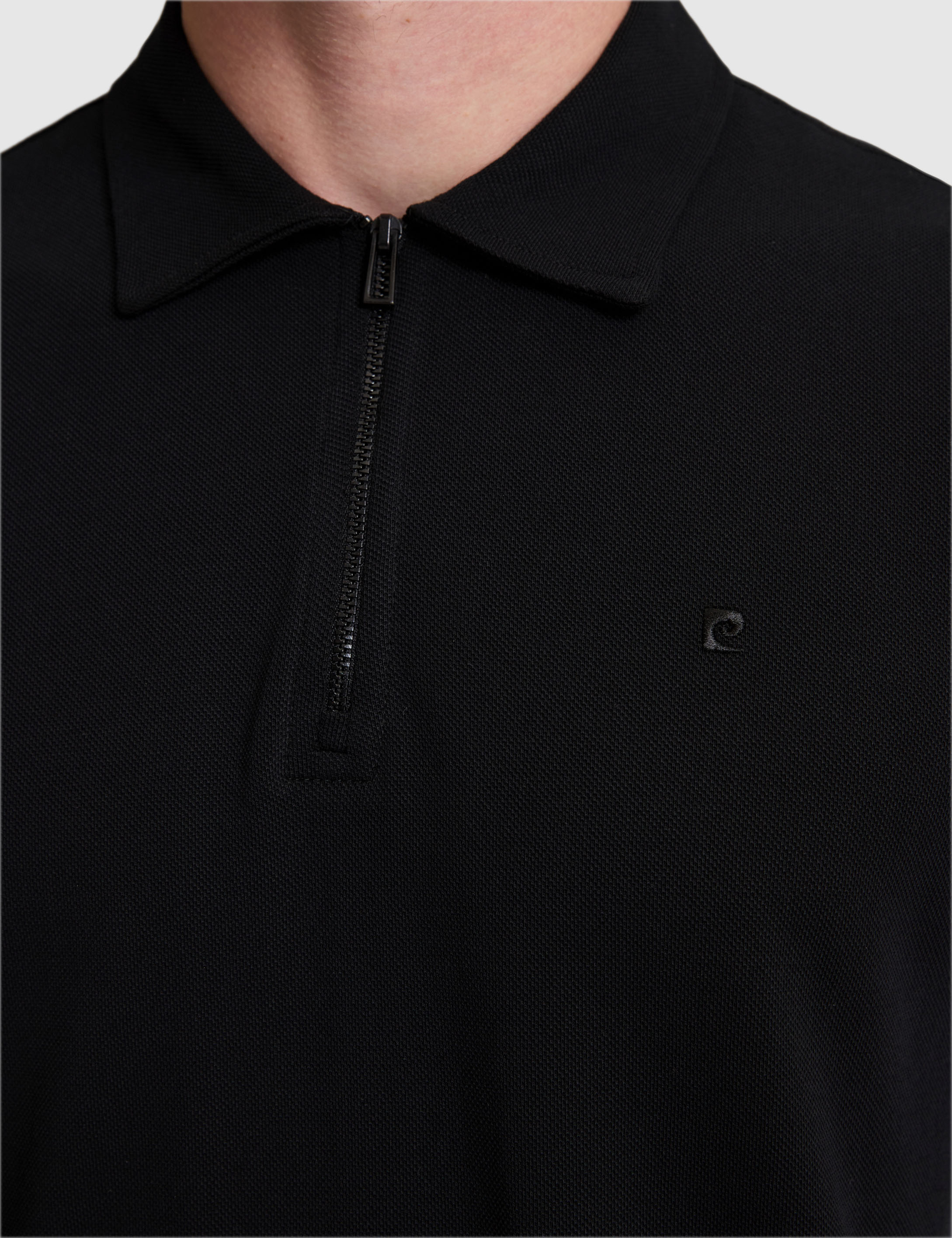 Siyah Regular Fit Fermuarlı Polo Yaka Tişört - 50334988016
