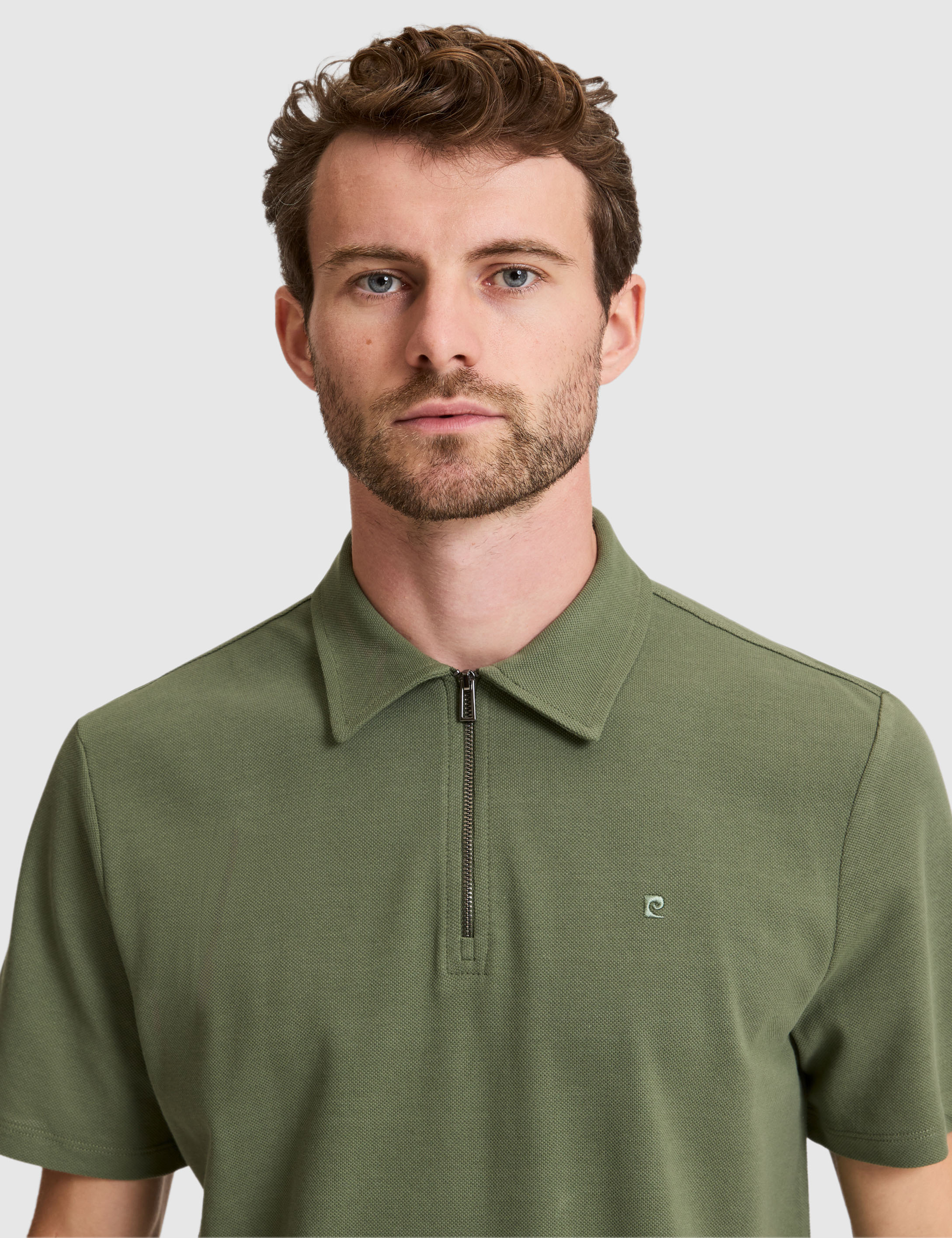 Haki Regular Fit Fermuarlı Polo Yaka Tişört - 50334988023