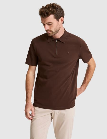 Kahverengi Regular Fit Fermuarlı Polo Yaka Tişört - 50334988047