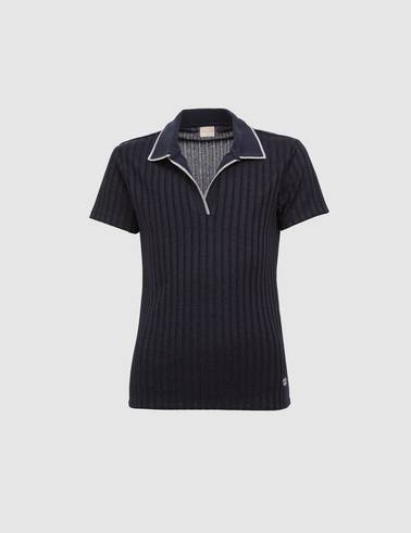 Lacivert Slim Fit Polo Yaka Basic Tişört
