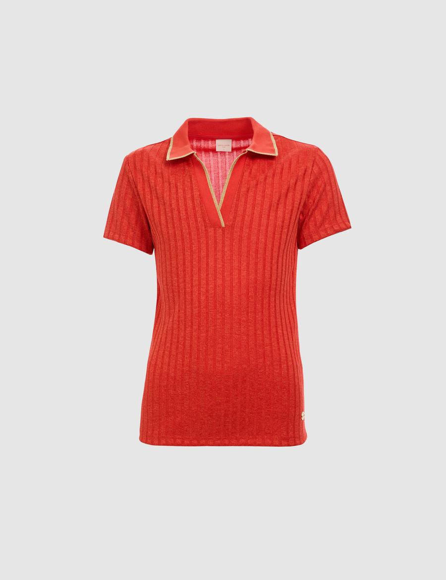 Kırmızı Slim Fit Polo Yaka Basic Tişört