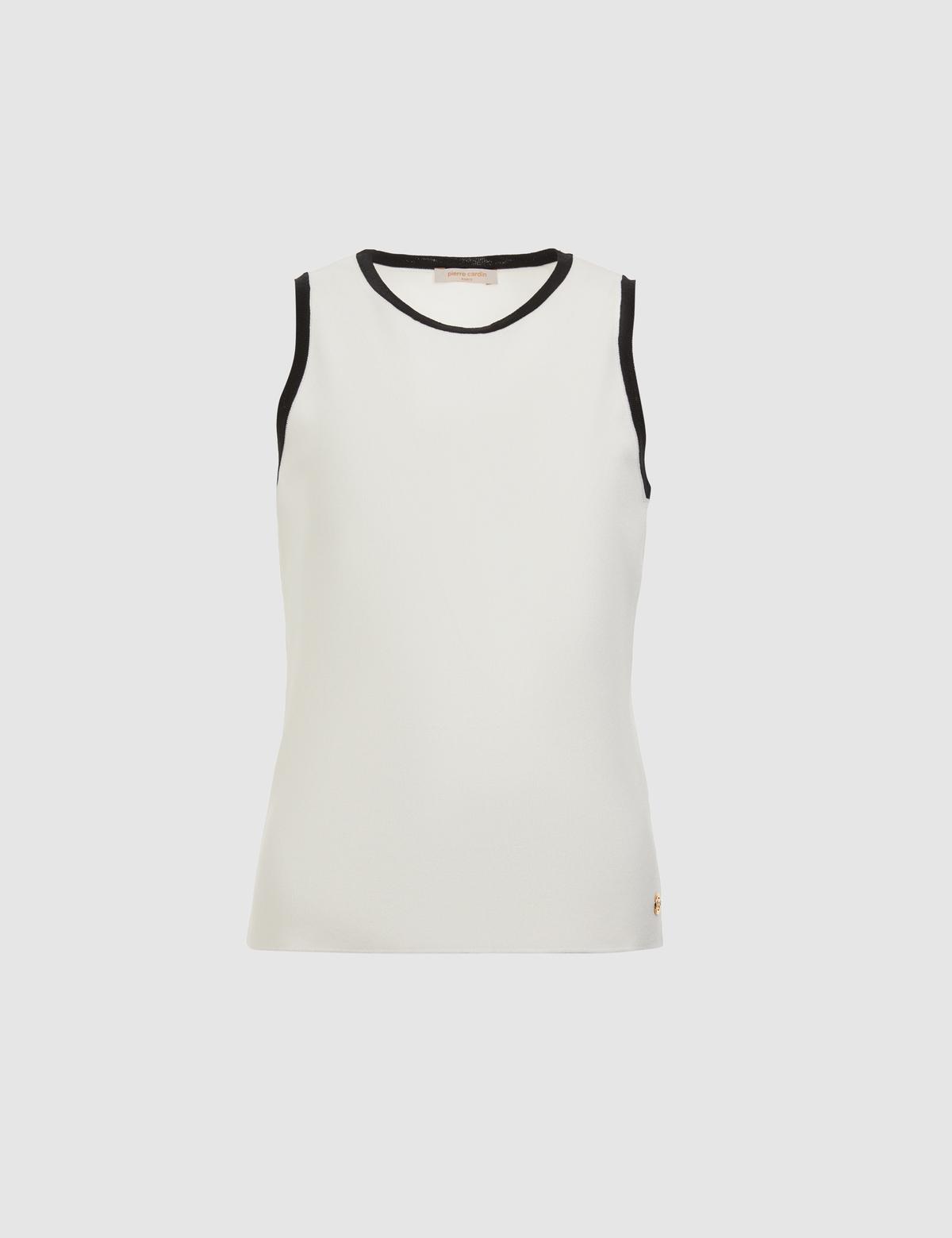 Beyaz Slim Fit Triko Tişört - 50324146008