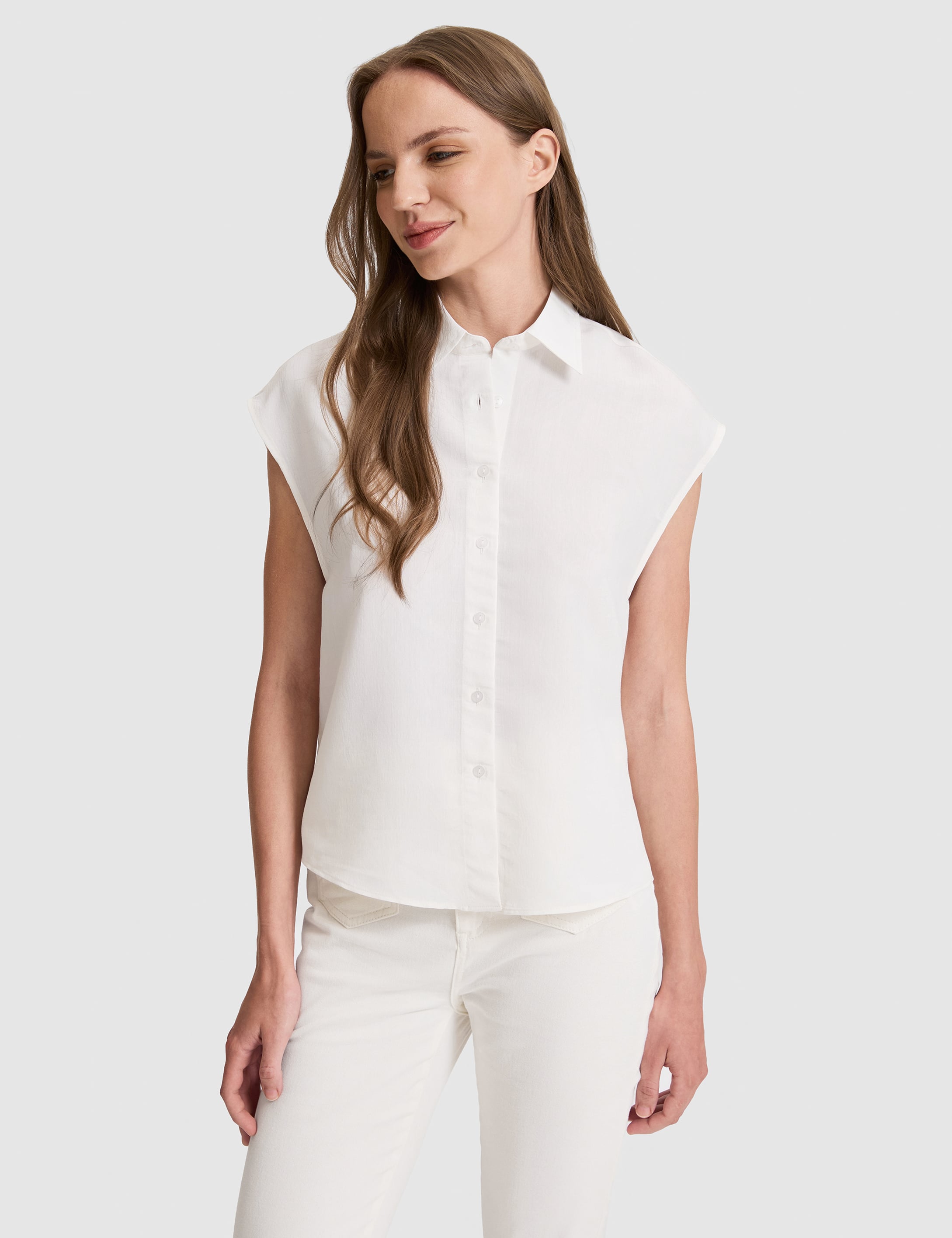 Beyaz Comfort Fit Kısa Kollu Gömlek - 50328645005