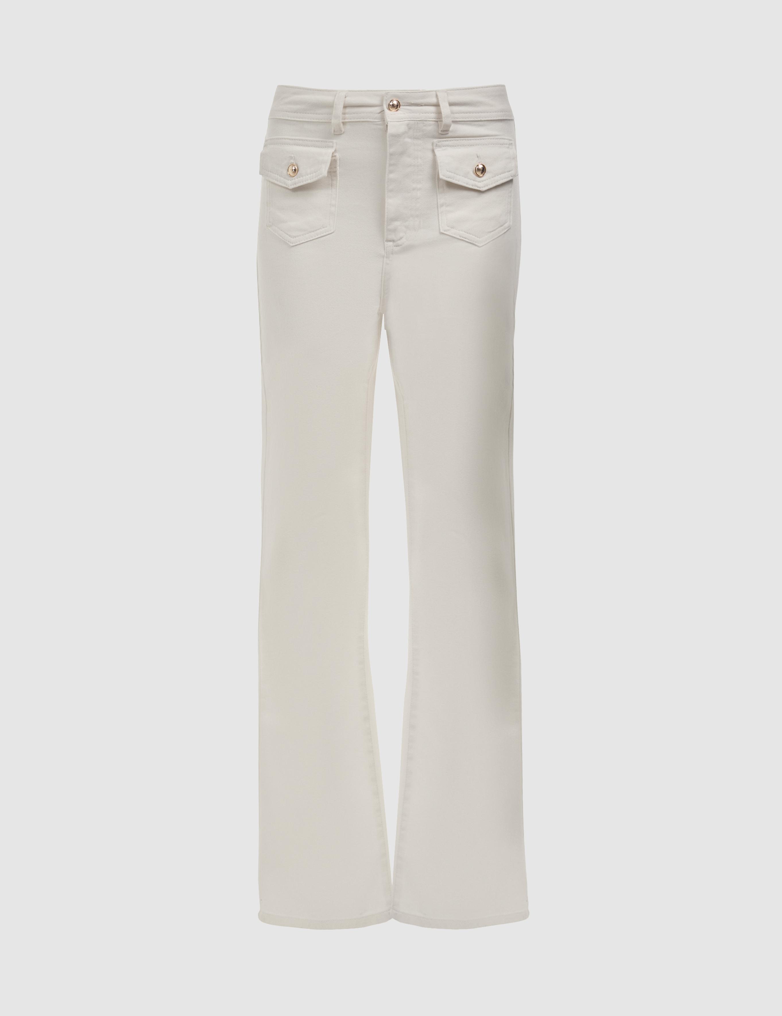 Ekru Skinny Flare Jean Pantolon