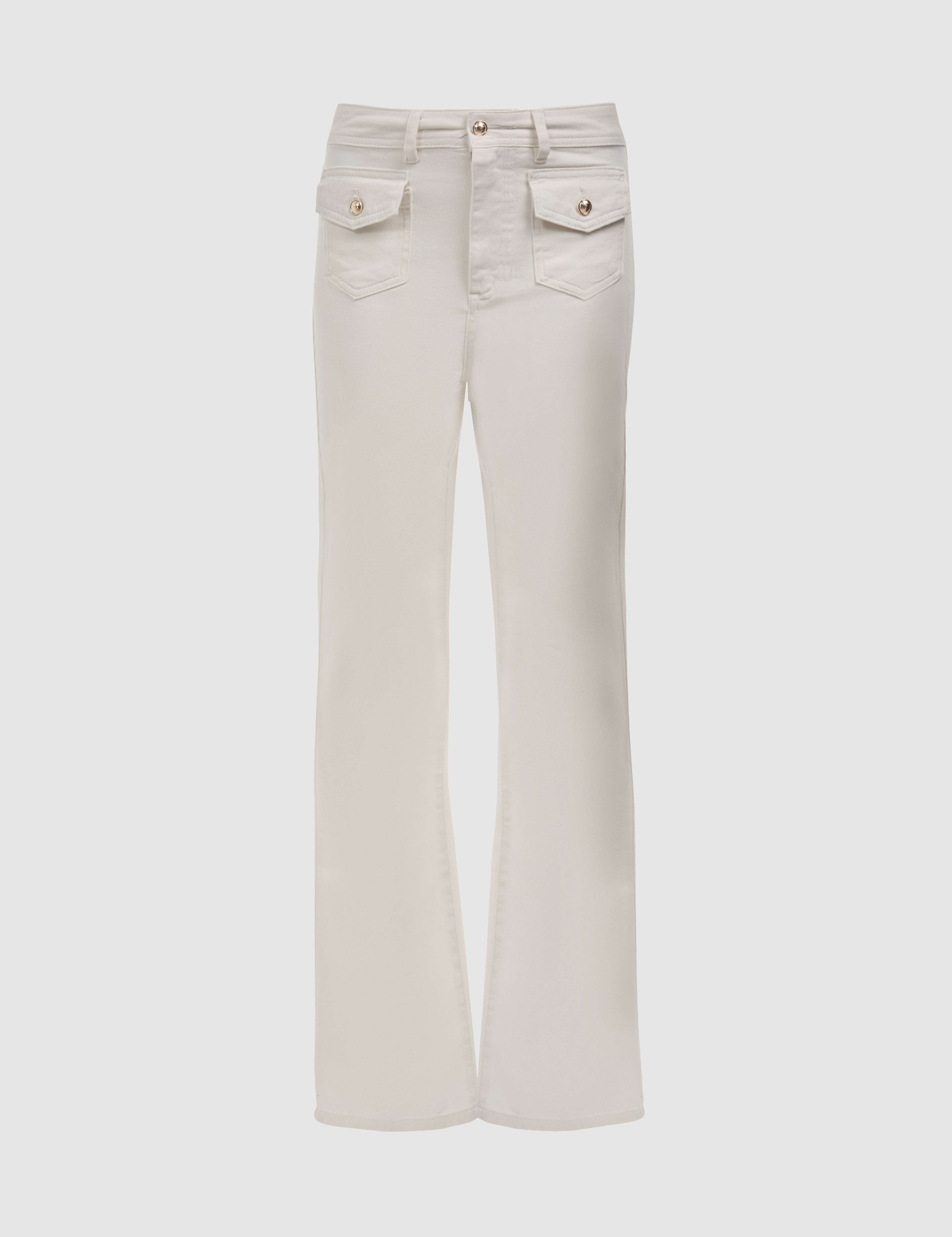 Ekru Skinny Flare Jean Pantolon
