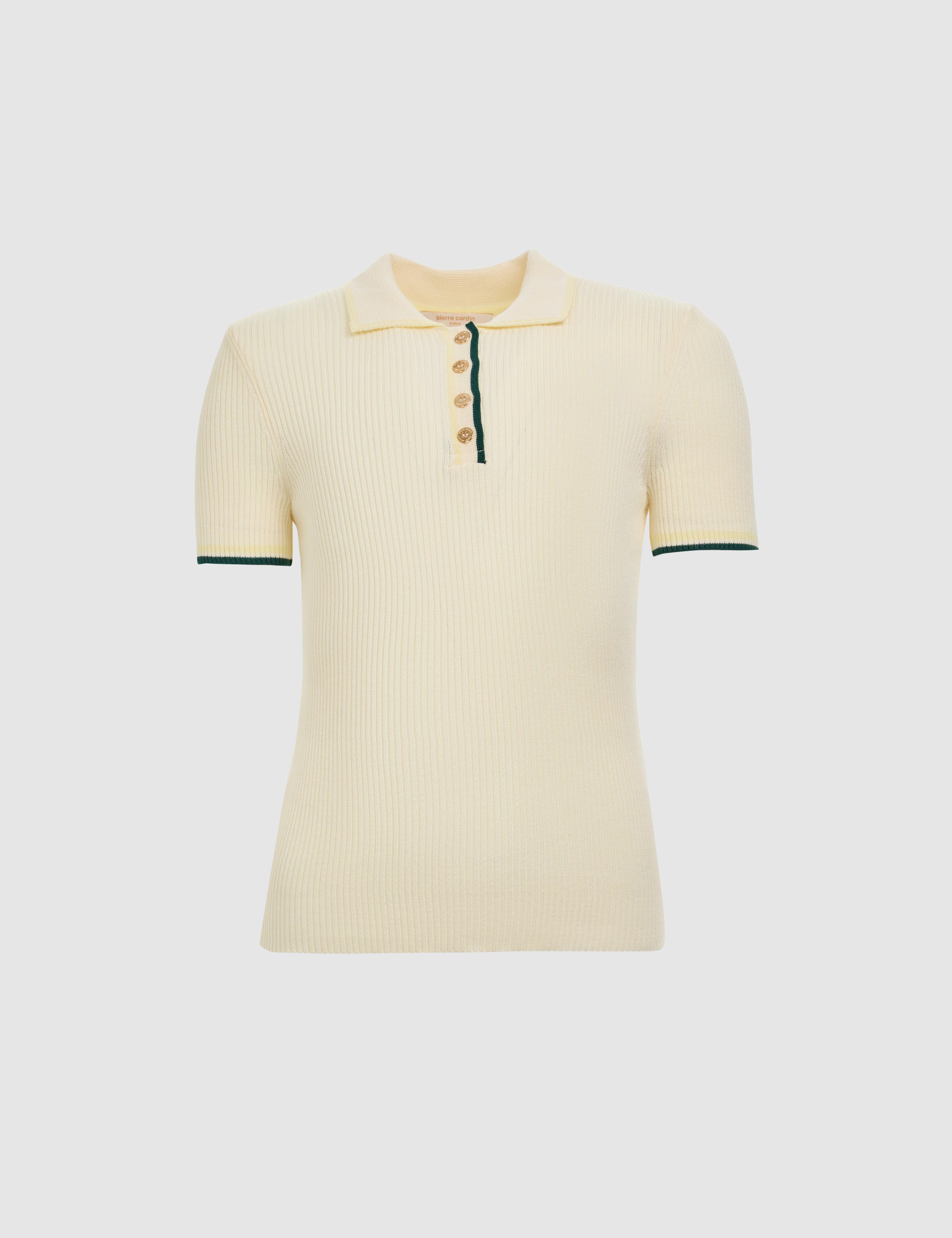 Ekru Slim Polo Yaka Triko Tişört