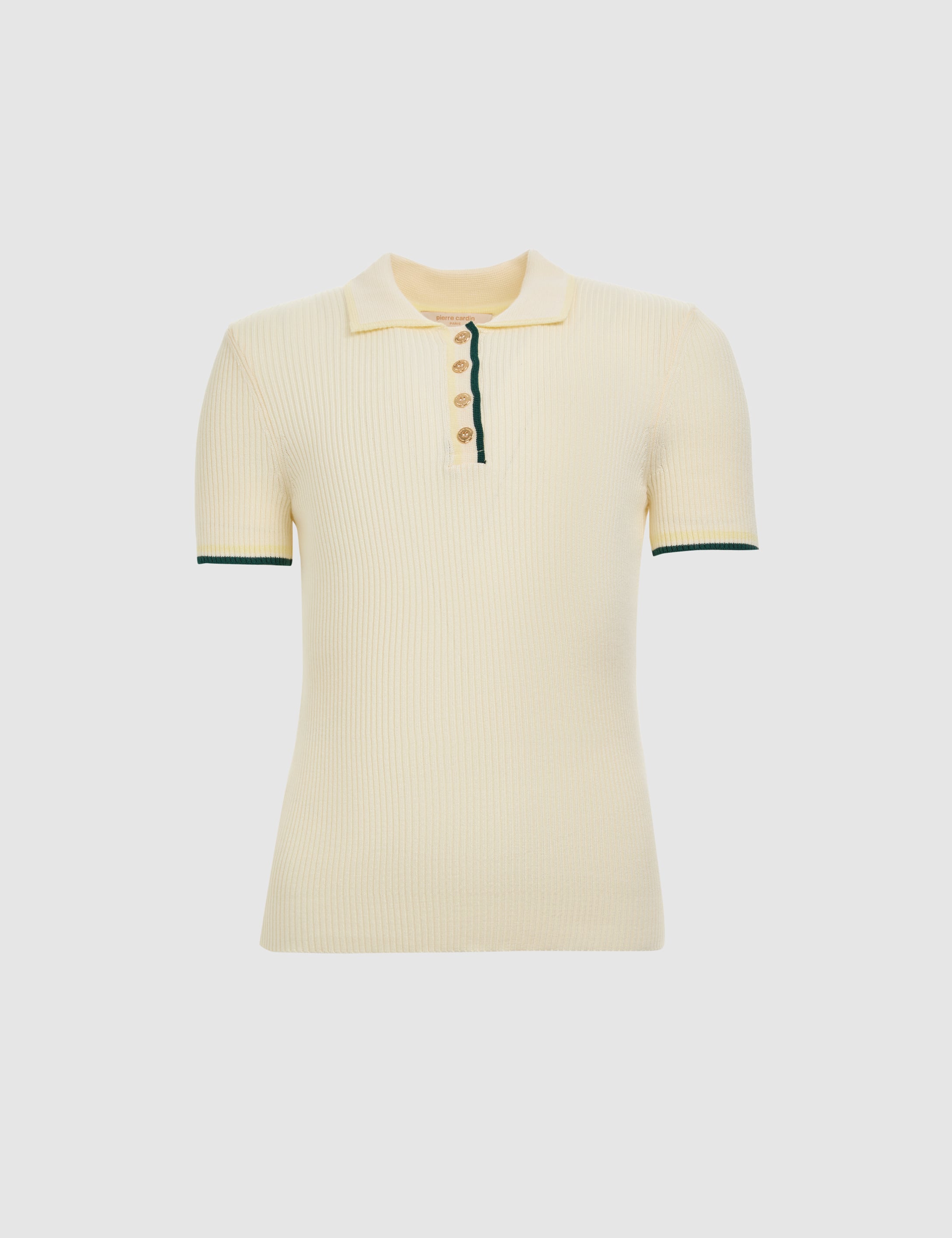 Ekru Slim Polo Yaka Triko Tişört - 50324272003