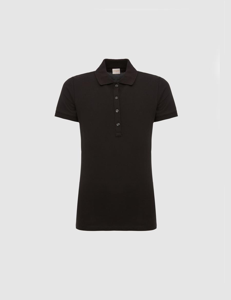 Siyah Slim Fit Pamuklu Polo Yaka Basic Tişört