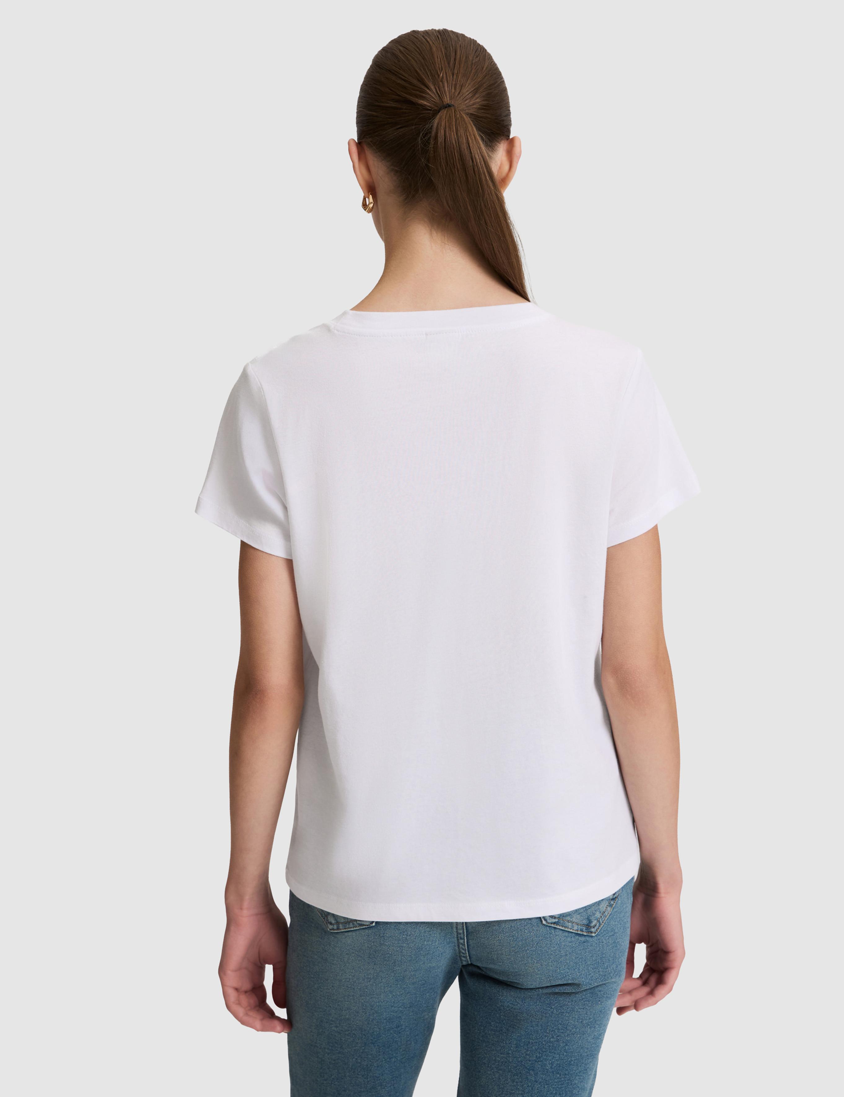 Beyaz Regular Fit Pamuklu Bisiklet Yaka Basic Tişört