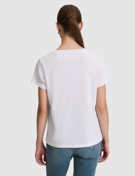 Beyaz Regular Fit Pamuklu Bisiklet Yaka Basic Tişört - 50325474007