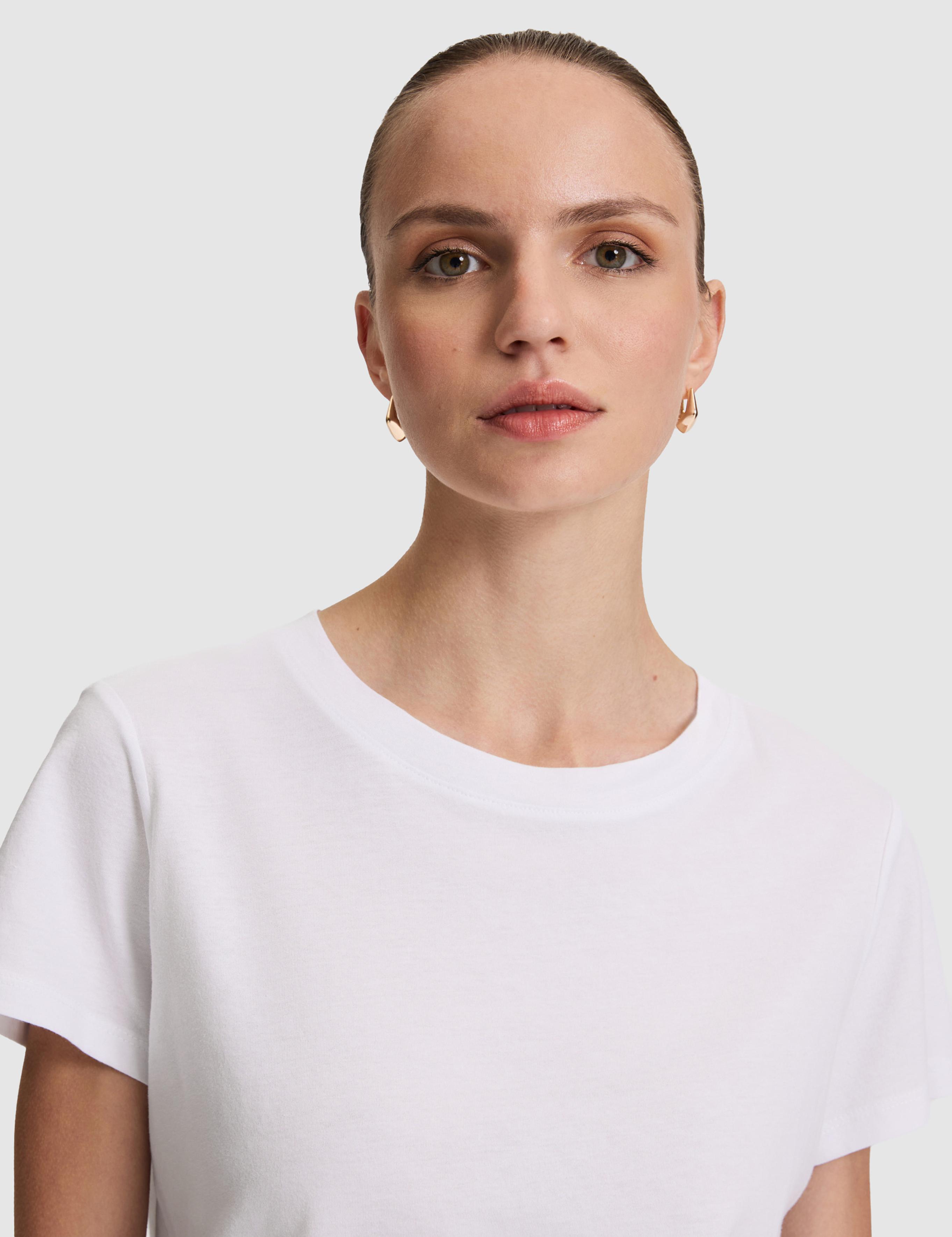 Beyaz Regular Fit Pamuklu Bisiklet Yaka Basic Tişört
