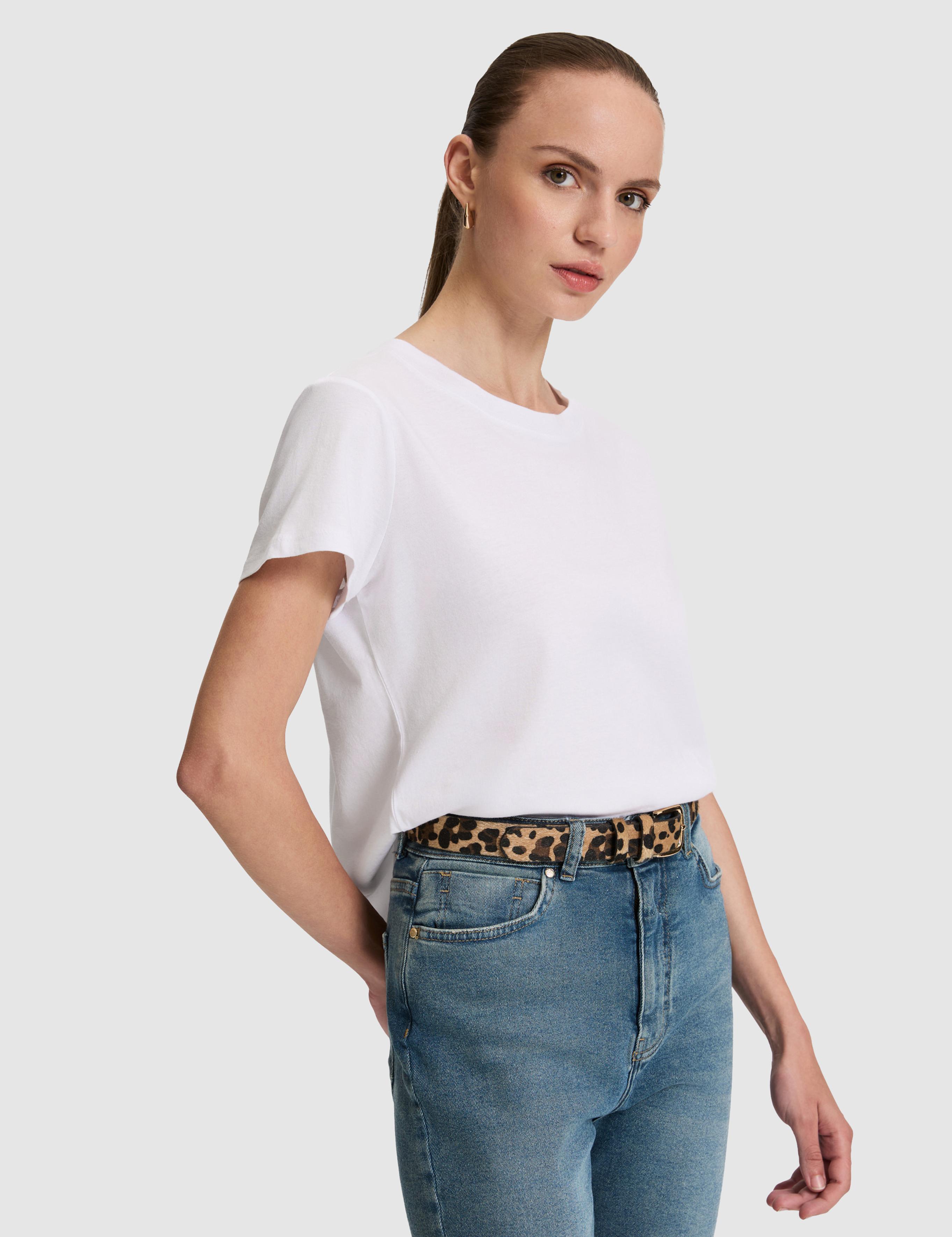 Beyaz Regular Fit Pamuklu Bisiklet Yaka Basic Tişört