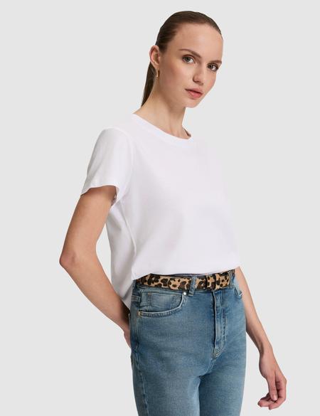 Beyaz Regular Fit Pamuklu Bisiklet Yaka Basic Tişört - 50325474007