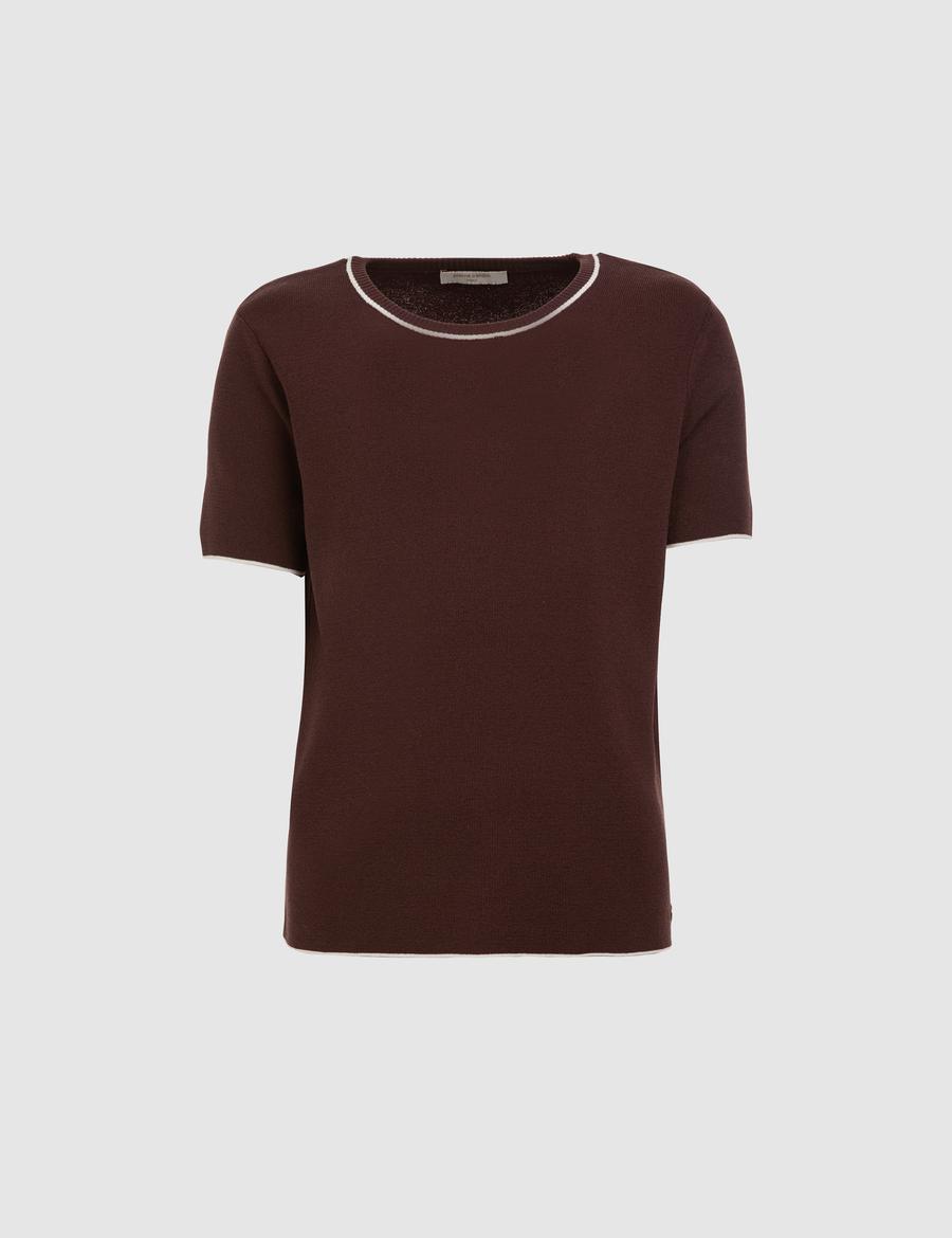 Kahverengi Slim Fit Triko Tişört