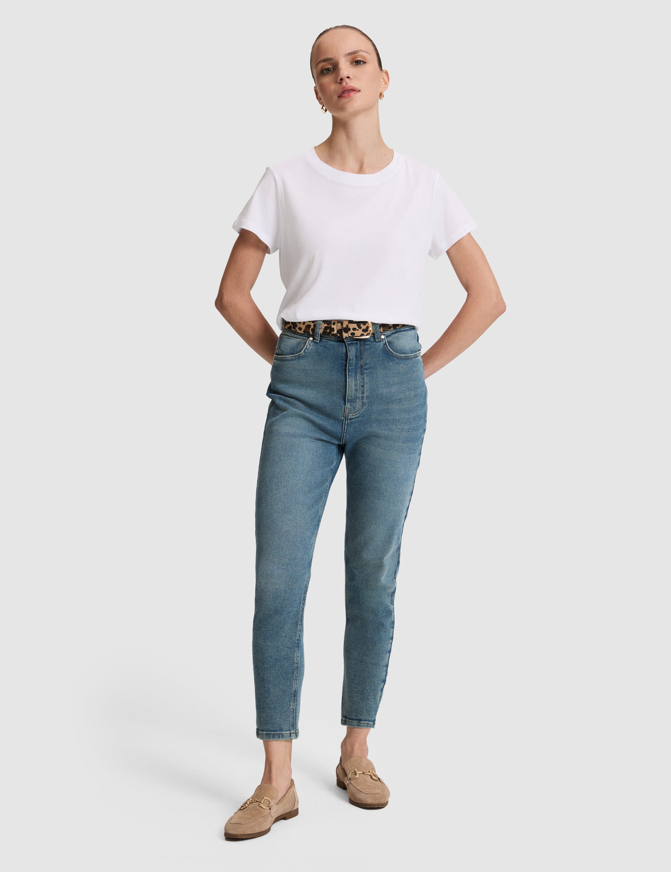 Beyaz Regular Fit Pamuklu Bisiklet Yaka Basic Tişört - 50325474007