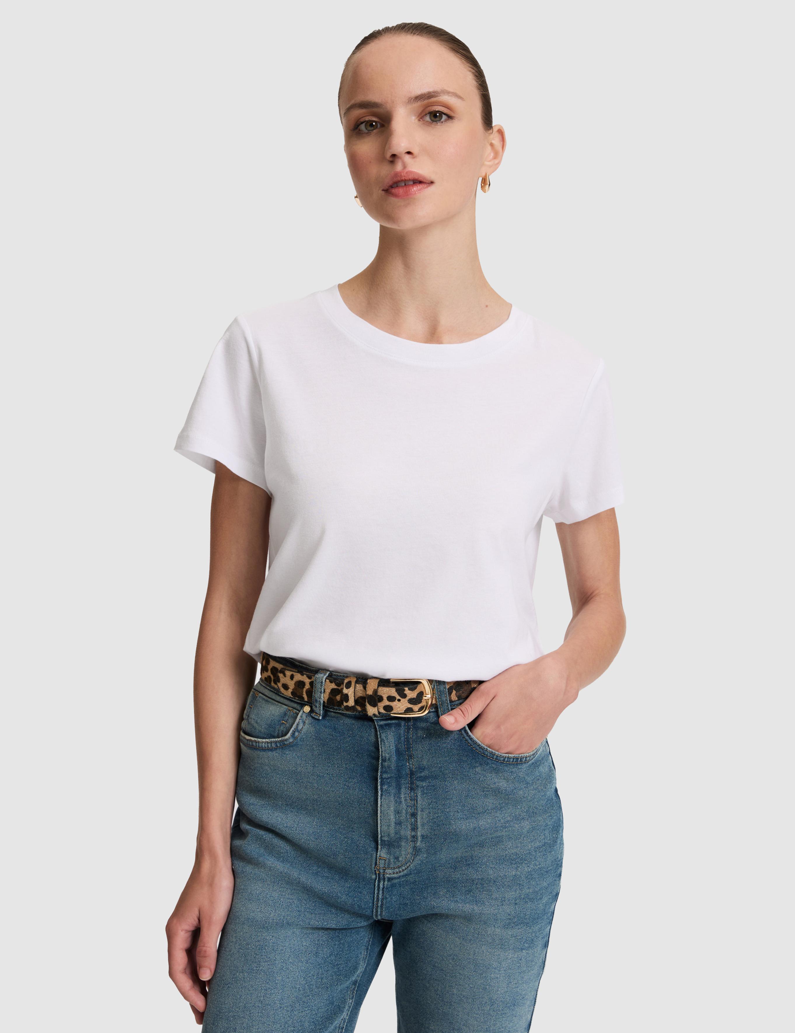 Beyaz Regular Fit Pamuklu Bisiklet Yaka Basic Tişört