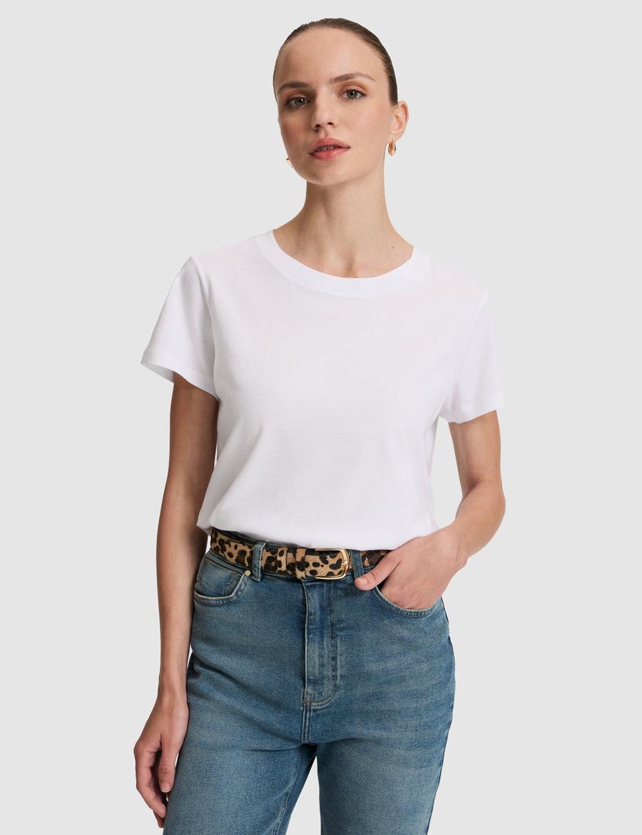 Beyaz Regular Fit Pamuklu Bisiklet Yaka Basic Tişört