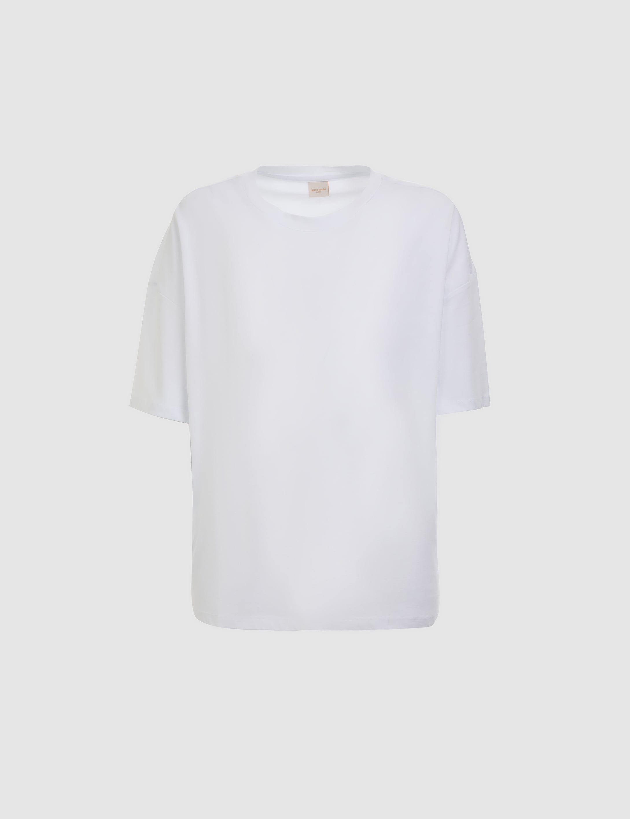Beyaz Oversize Bisiklet Yaka Tişört - 50325455007
