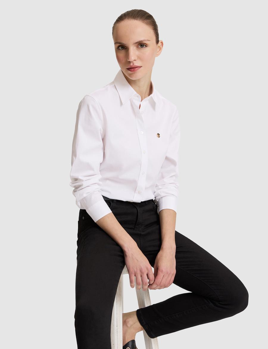 Beyaz Slim Fit Pamuklu Basic Gömlek