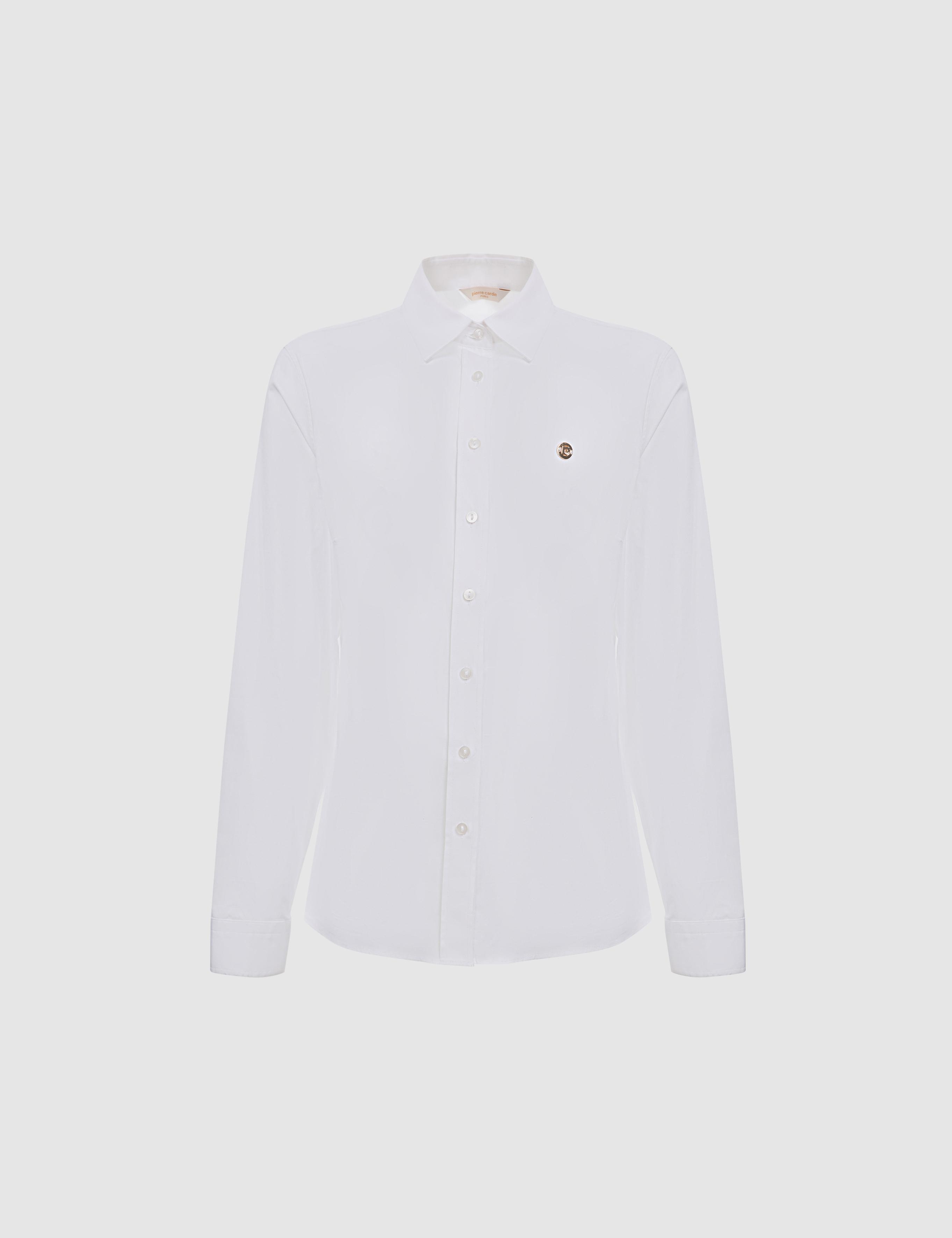Beyaz Slim Fit Pamuklu Basic Gömlek