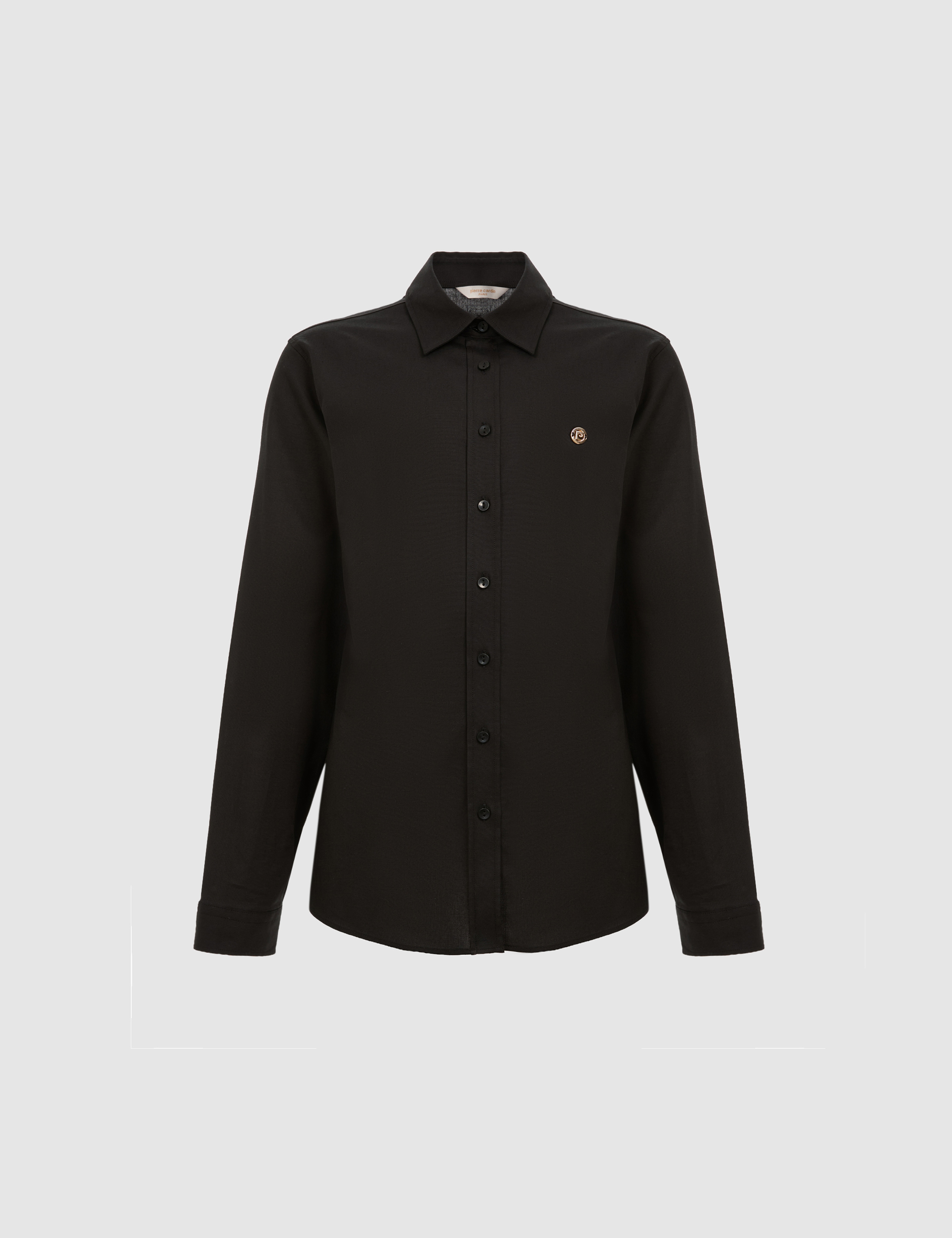 Siyah Slim Fit Pamuklu Basic Gömlek - Image 7