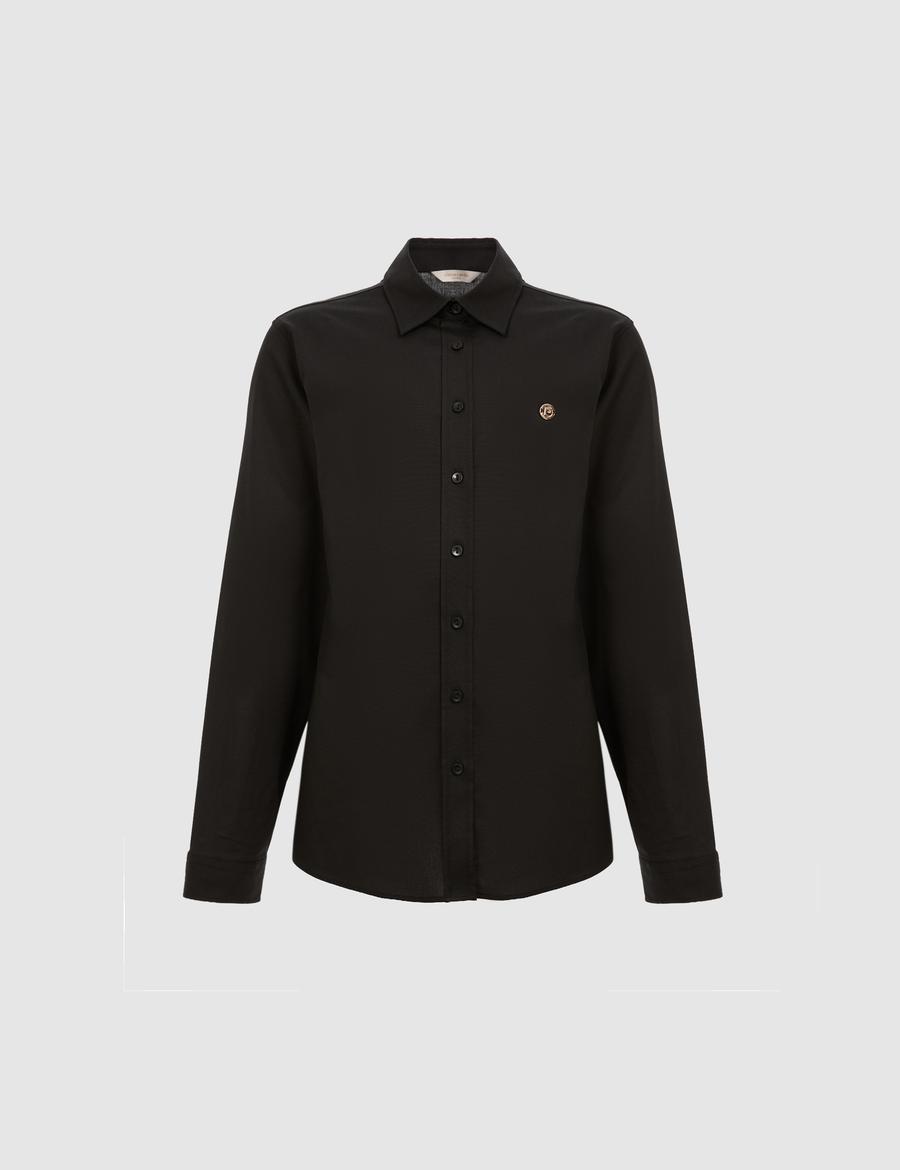 Siyah Slim Fit Pamuklu Basic Gömlek