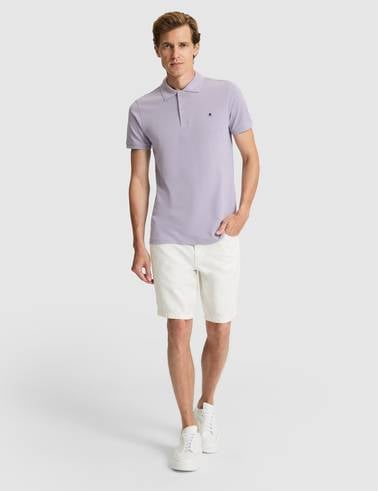 Lila Slim Fit %100 Pamuk Polo Yaka Basic Tişört