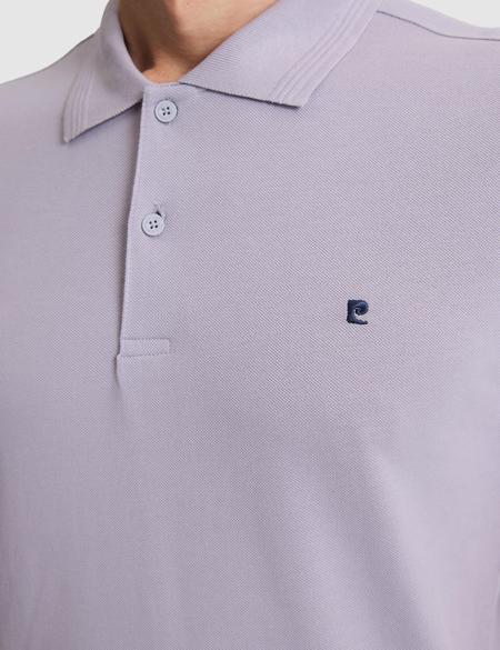 Lila Slim Fit %100 Pamuk Düğmeli Polo Yaka Basic Tişört - 50291625089
