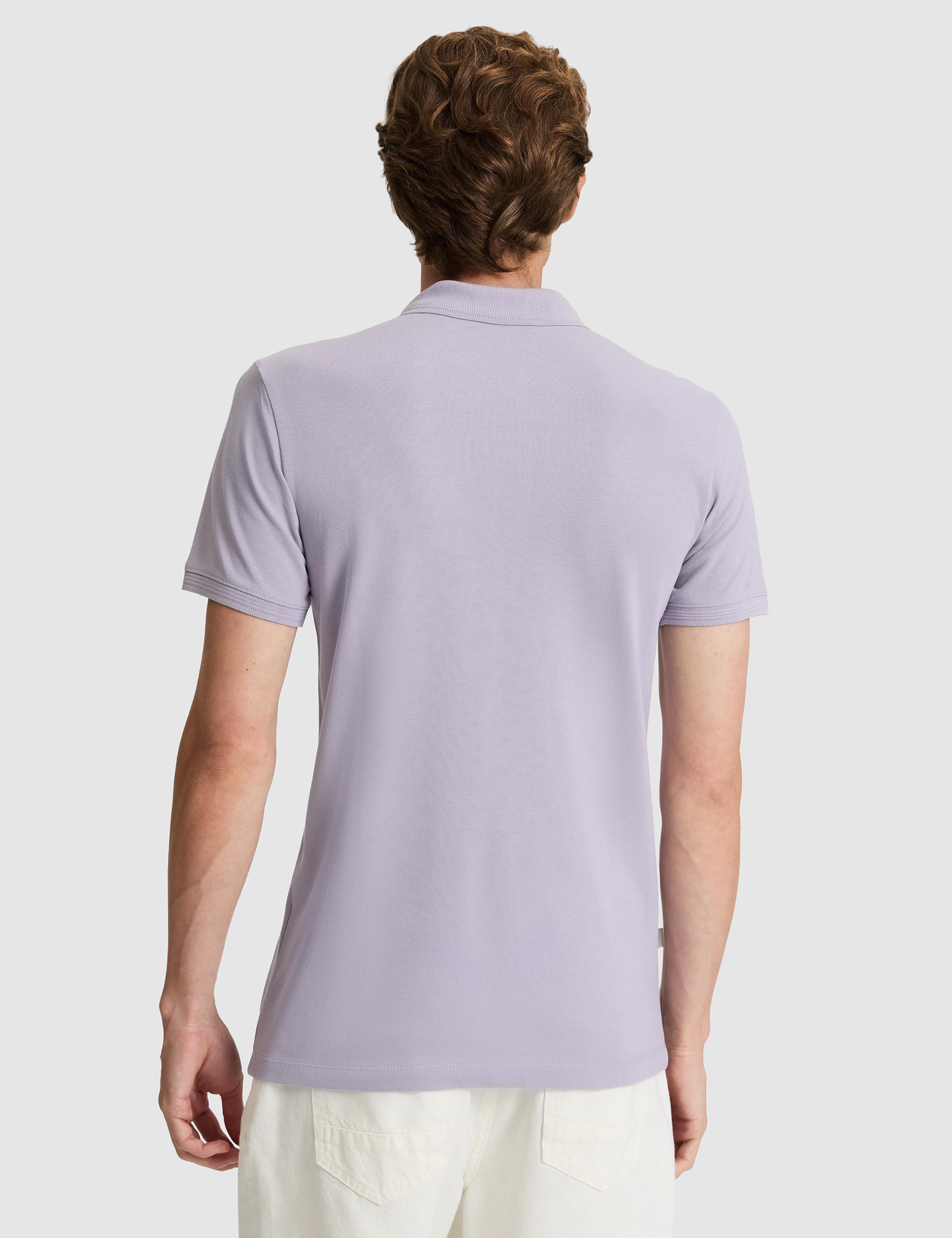 Lila Slim Fit %100 Pamuk Düğmeli Polo Yaka Basic Tişört