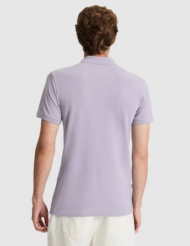 Lila Slim Fit %100 Pamuk Polo Yaka Basic Tişört
