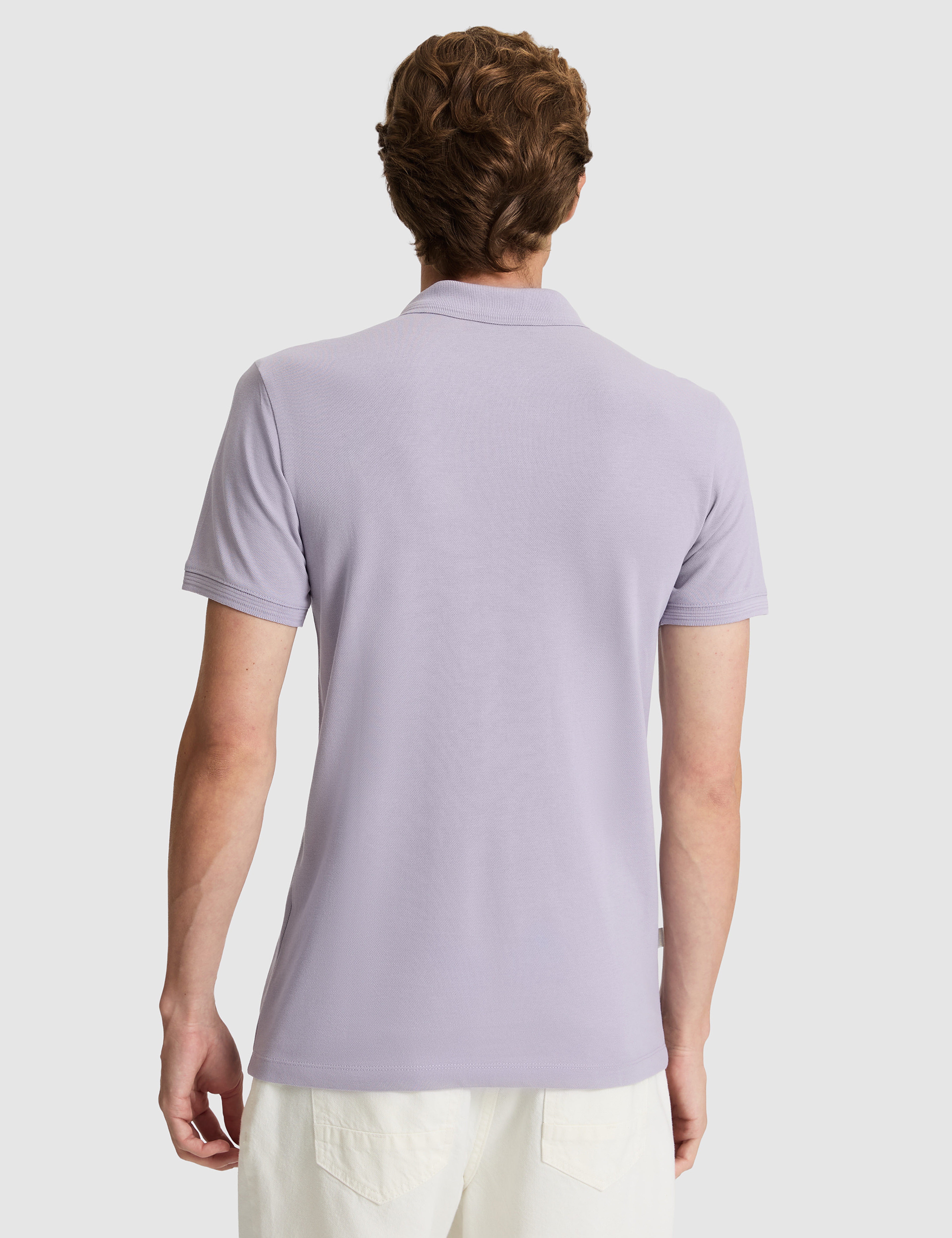 Lila Slim Fit %100 Pamuk Düğmeli Polo Yaka Basic Tişört - Image 5