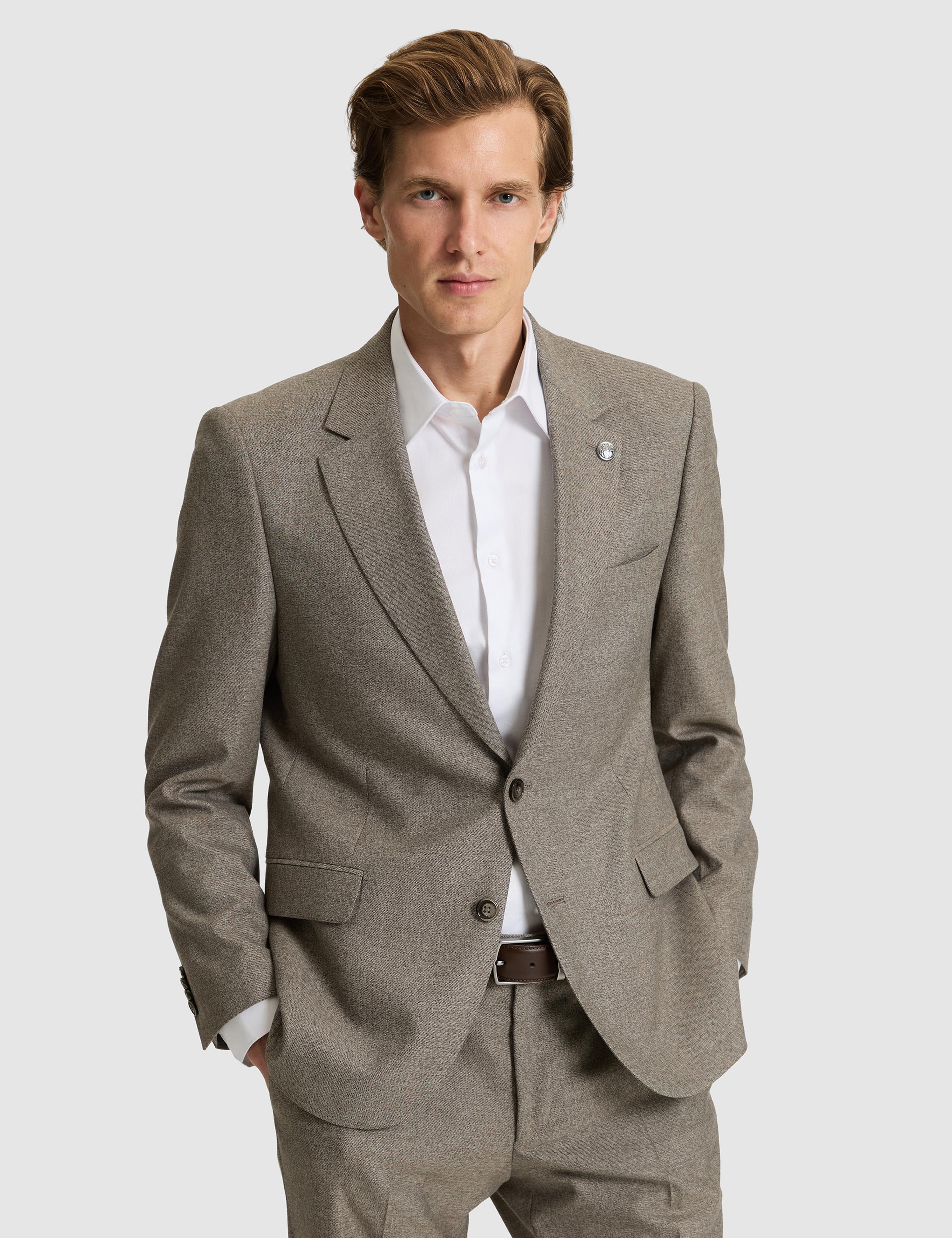 Açık Kahverengi Slim Fit Takım Elbise