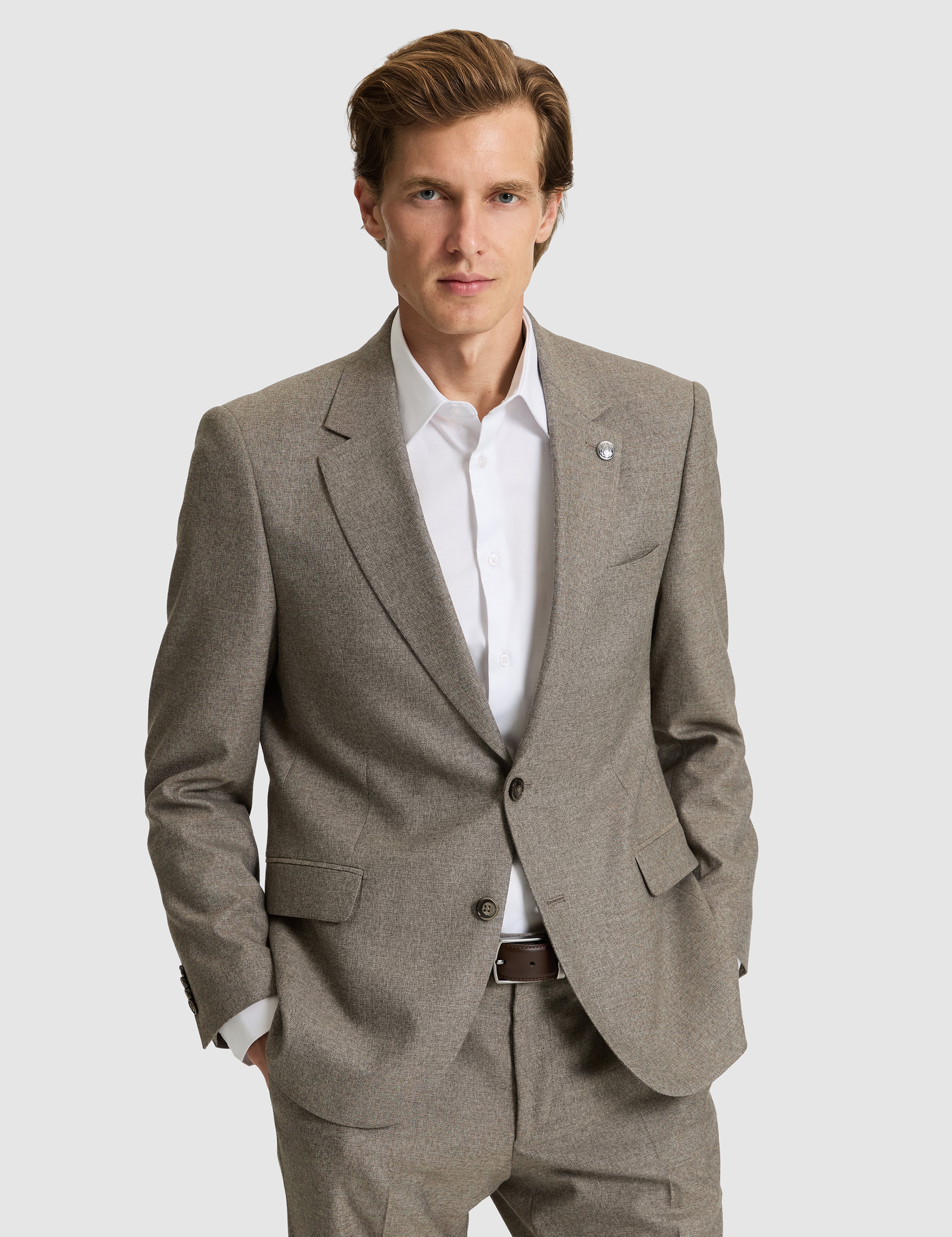 Açık Kahverengi Slim Fit Takım Elbise - Image 5