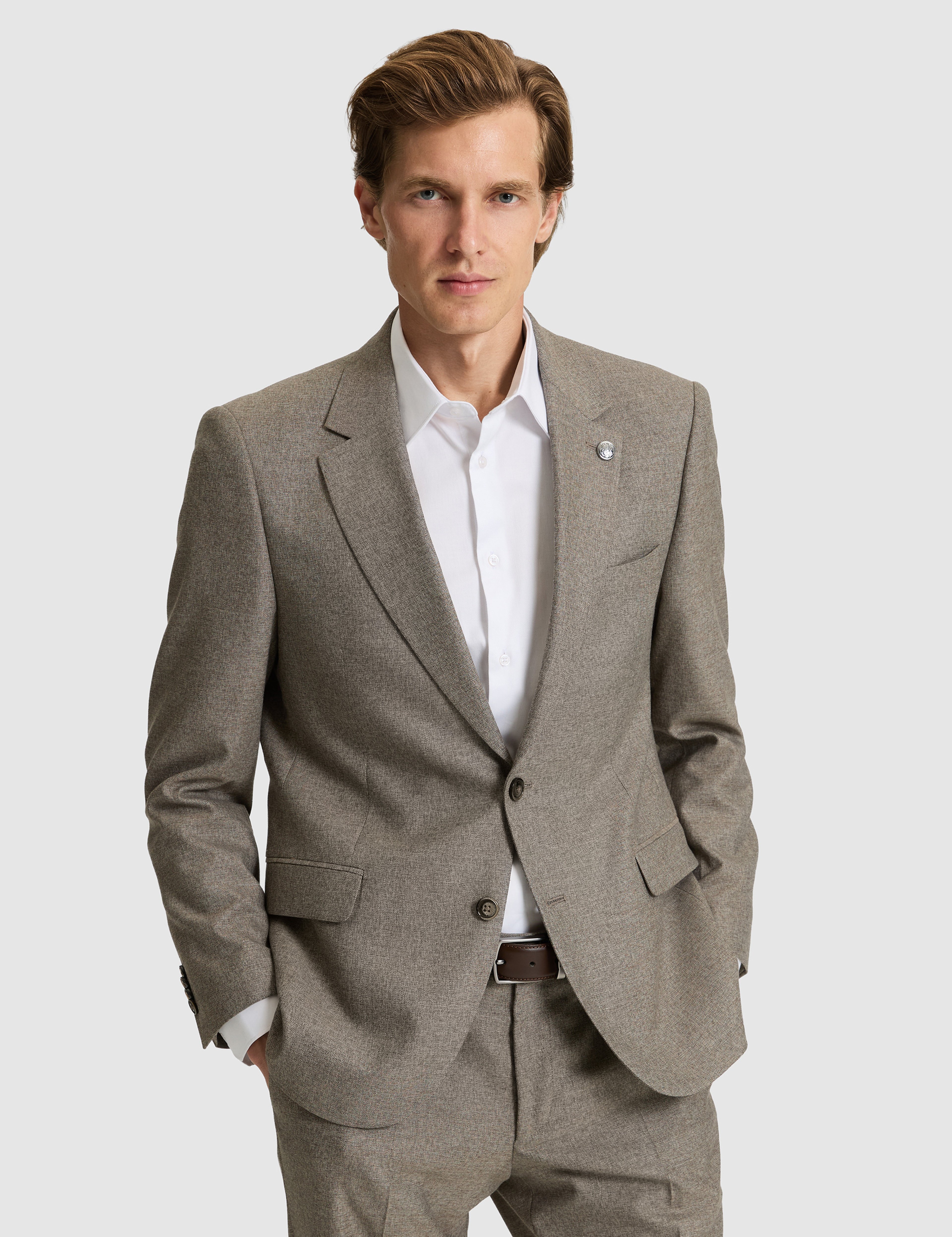 Açık Kahverengi Slim Fit Takım Elbise