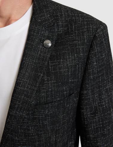Siyah Yün Karışımlı Ex. Slim Fit Ceket