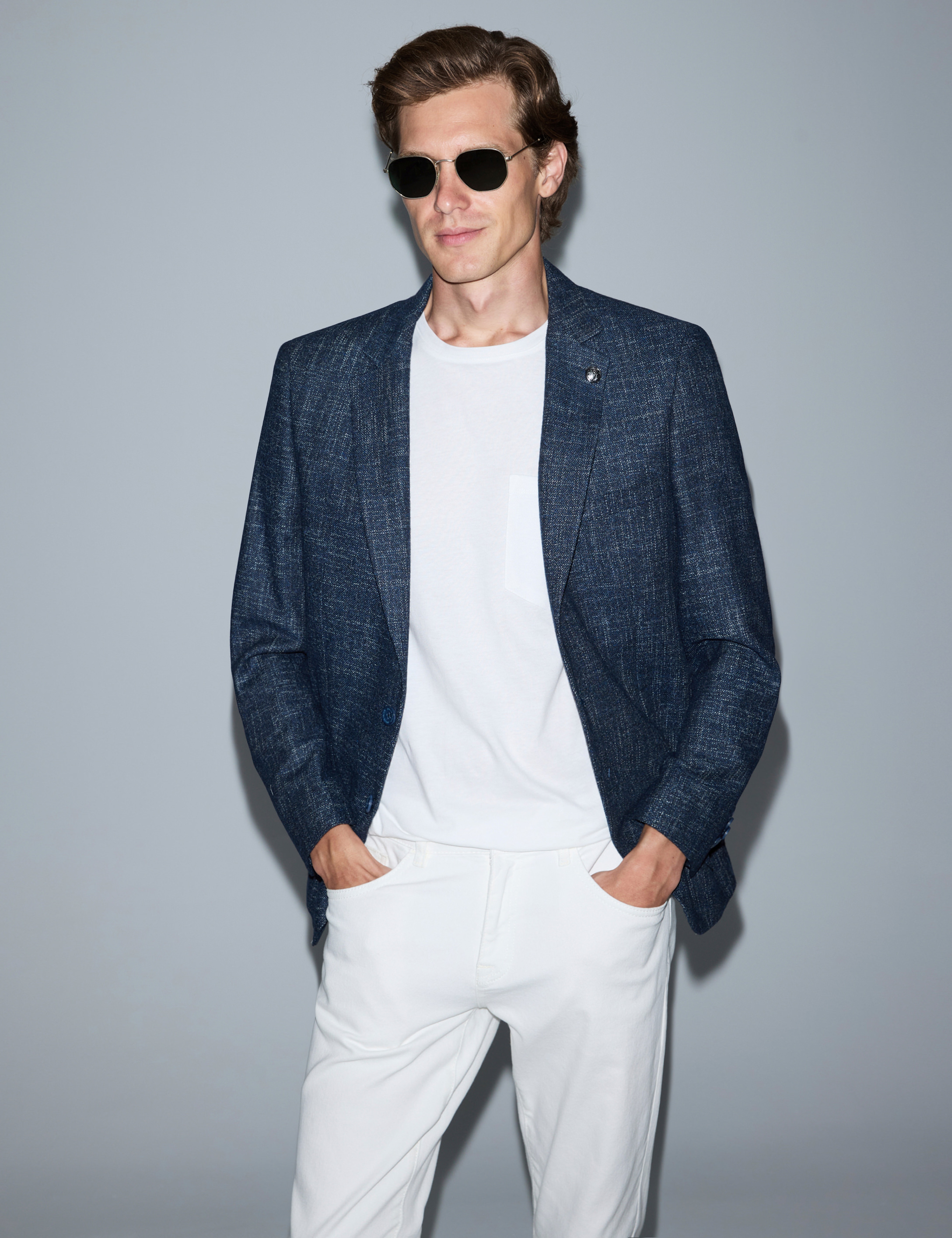 Açık Lacivert Yün Karışımlı Ex. Slim Fit Ceket