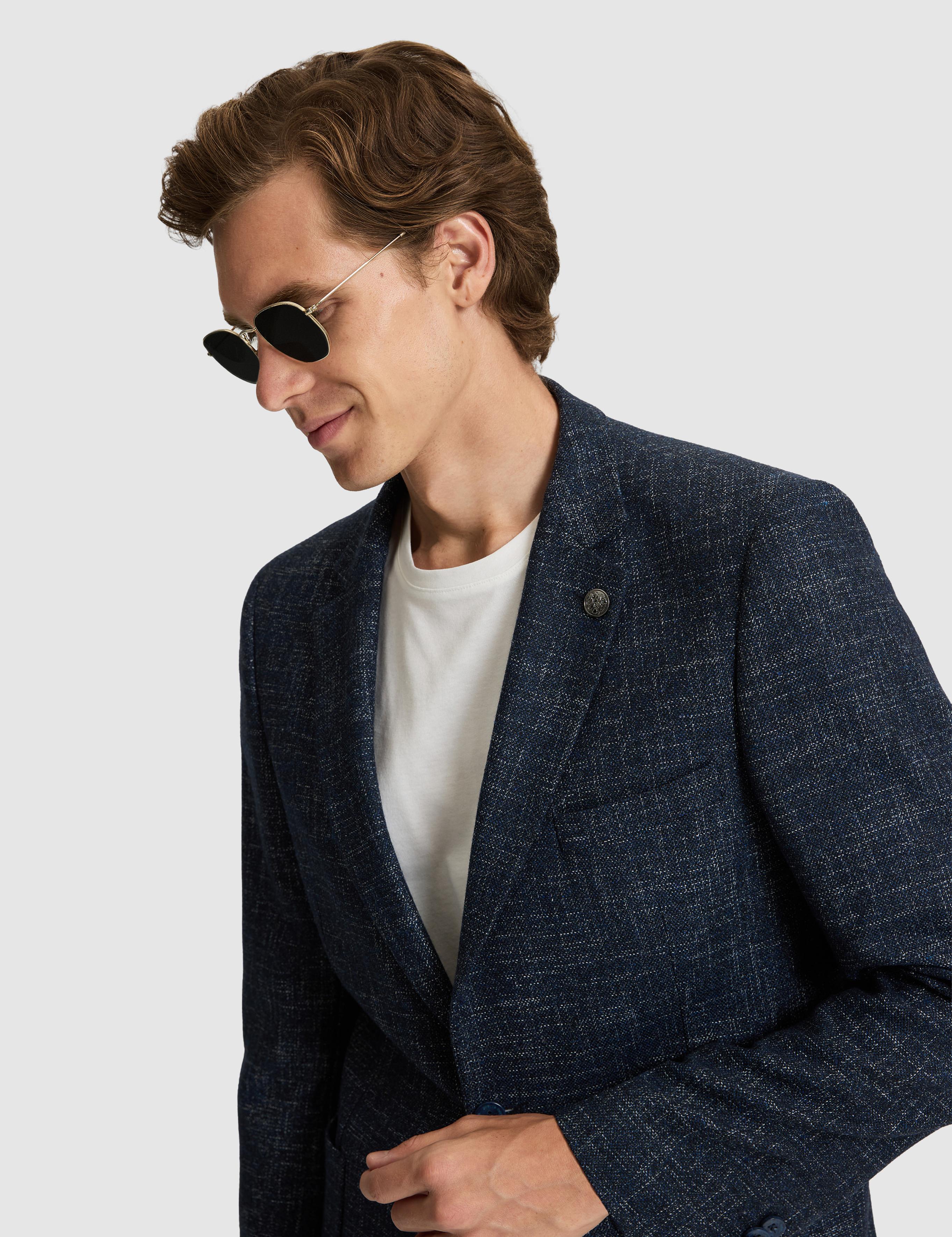 Açık Lacivert Yün Karışımlı Ex. Slim Fit Ceket