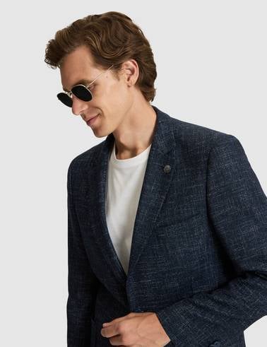 Açık Lacivert Yün Karışımlı Ex. Slim Fit Ceket