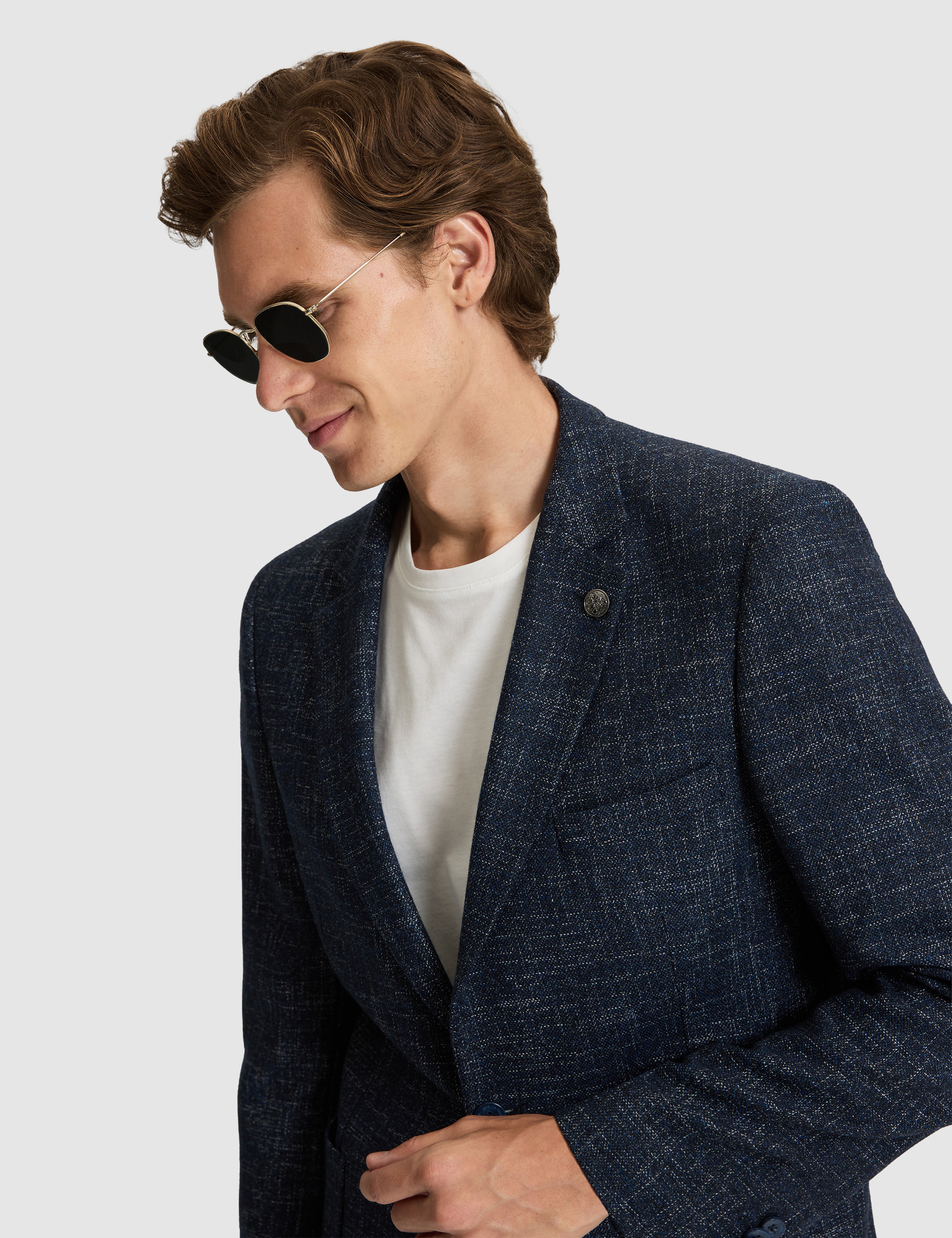 Açık Lacivert Yün Karışımlı Ex. Slim Fit Ceket - Image 2