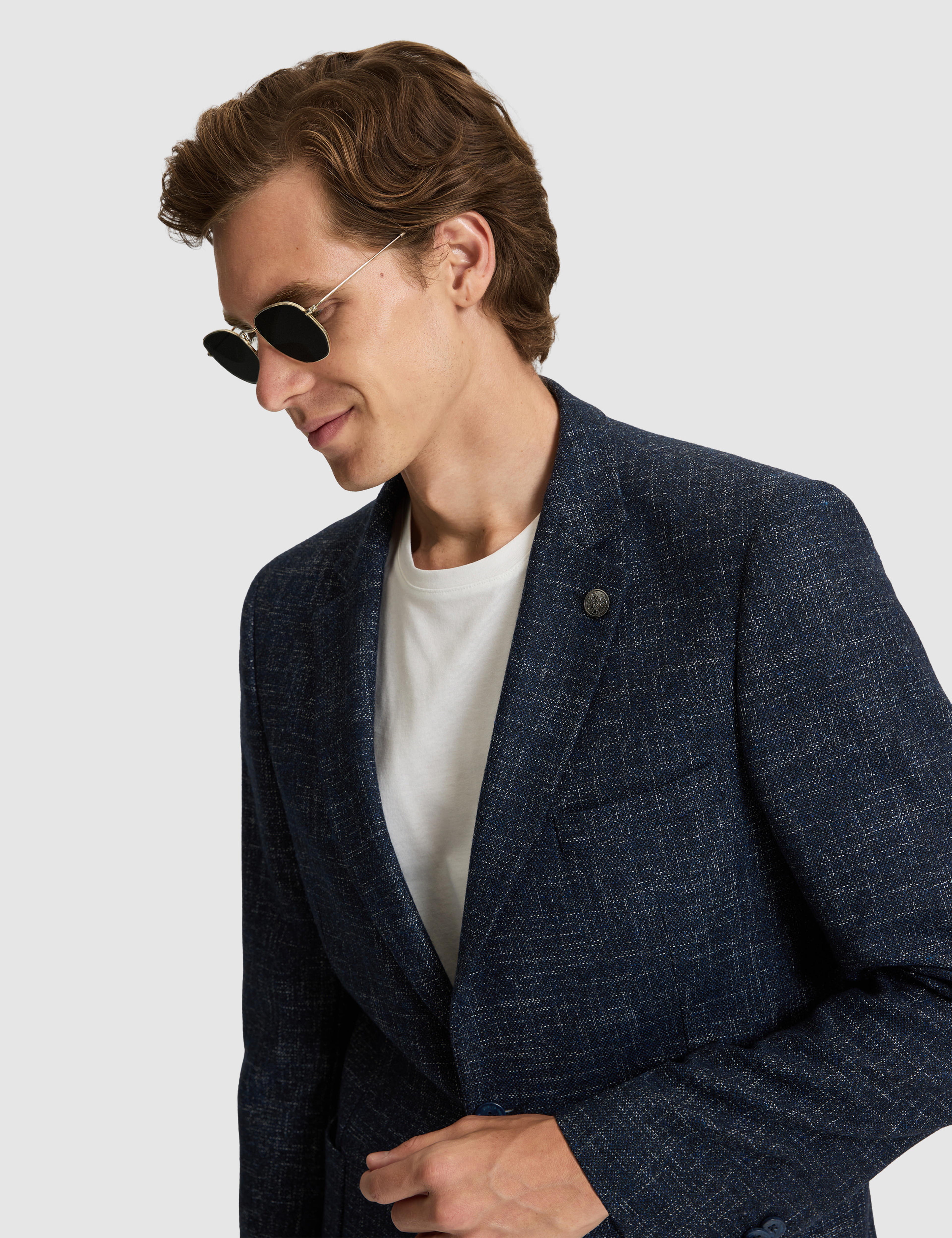 Açık Lacivert Yün Karışımlı Ex. Slim Fit Ceket