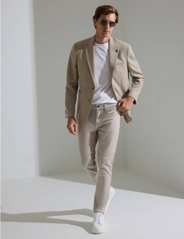 Bej Yün Karışımlı Slim Fit Ceket