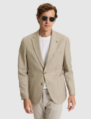 Bej Yün Karışımlı Slim Fit Ceket