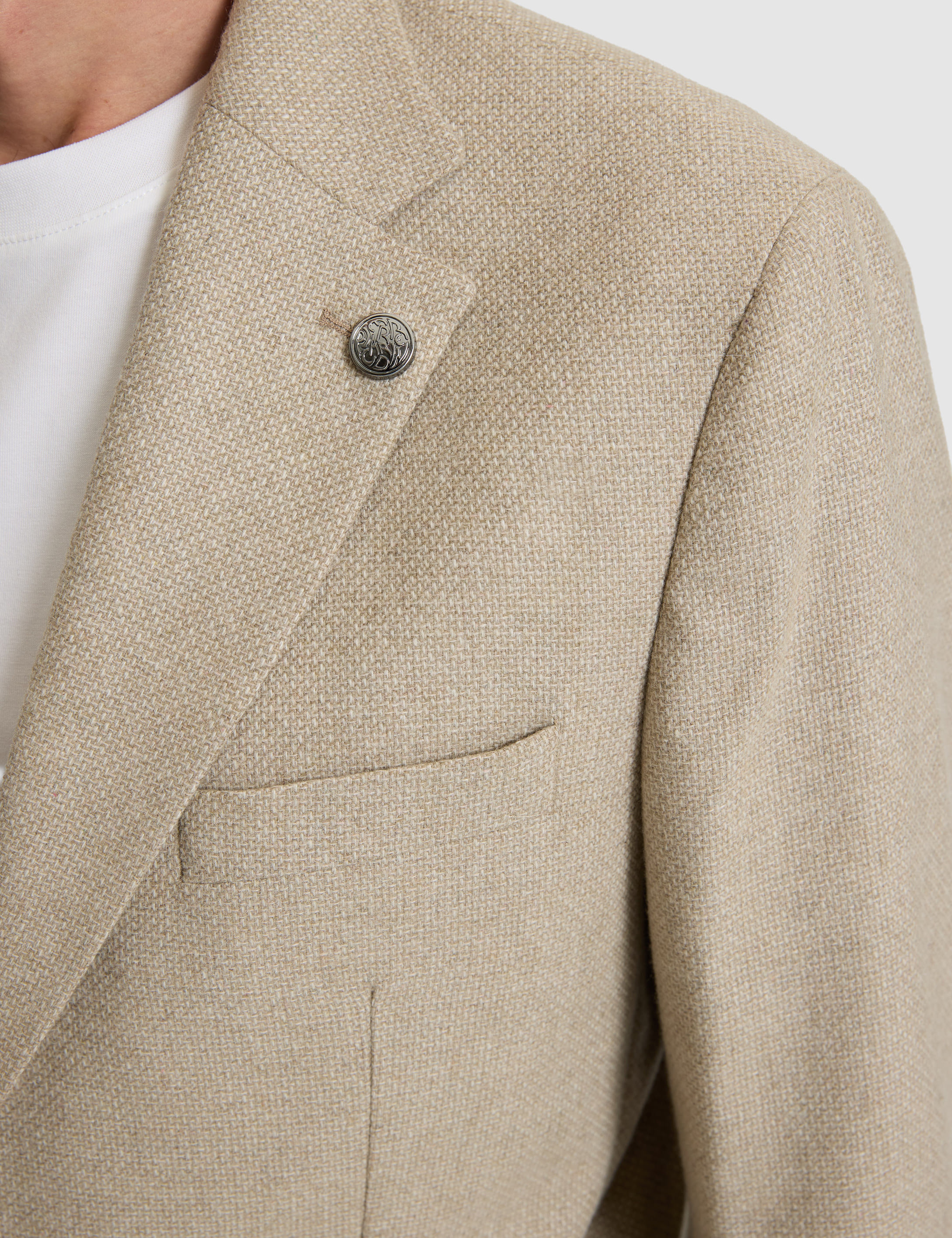 Bej Yün Karışımlı Slim Fit Ceket - Image 7